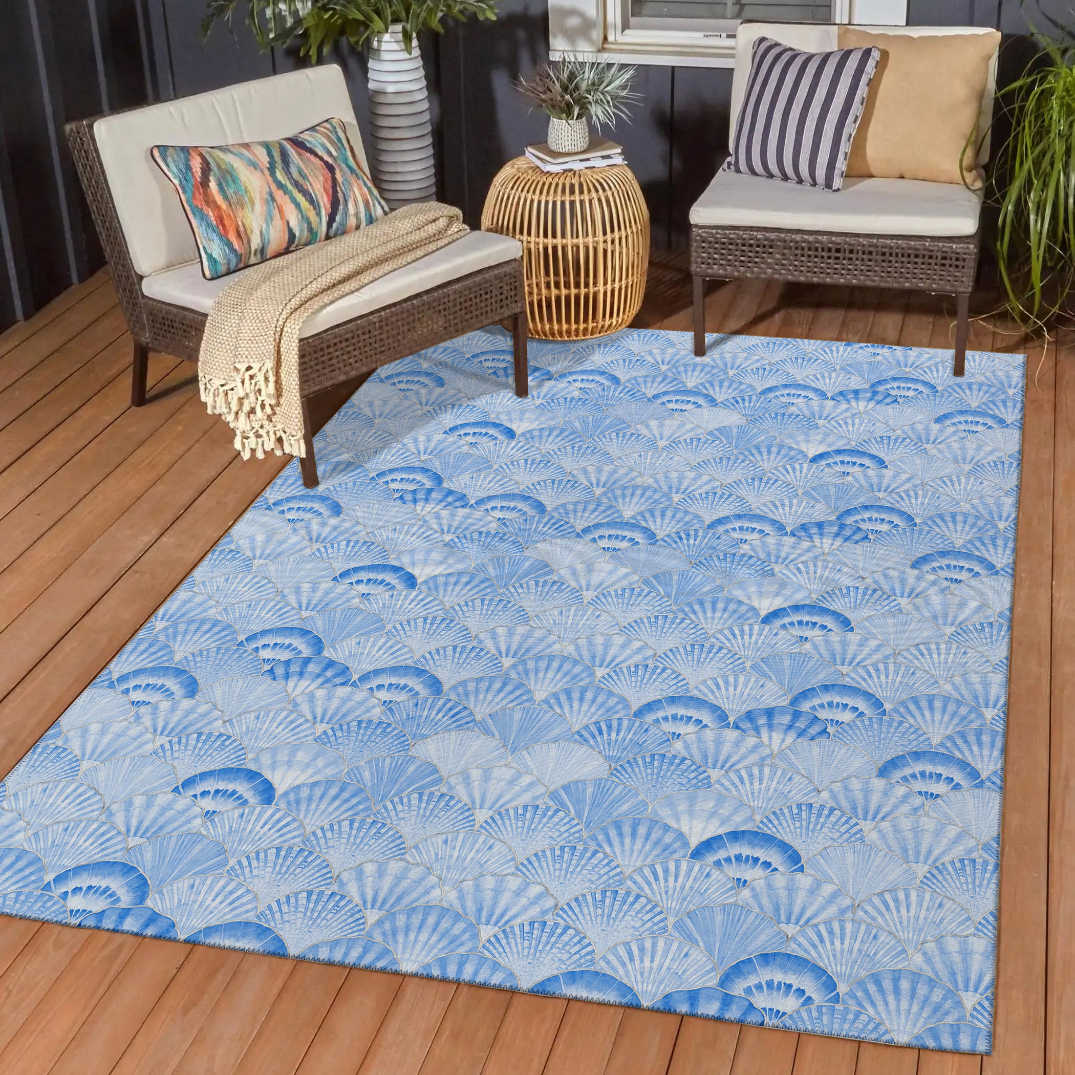 Luxury Machine Washable Indoor/Outdoor Coastal SZ2 Navy Blue Rug 1'8" x 2'6" #shape_Rectangle