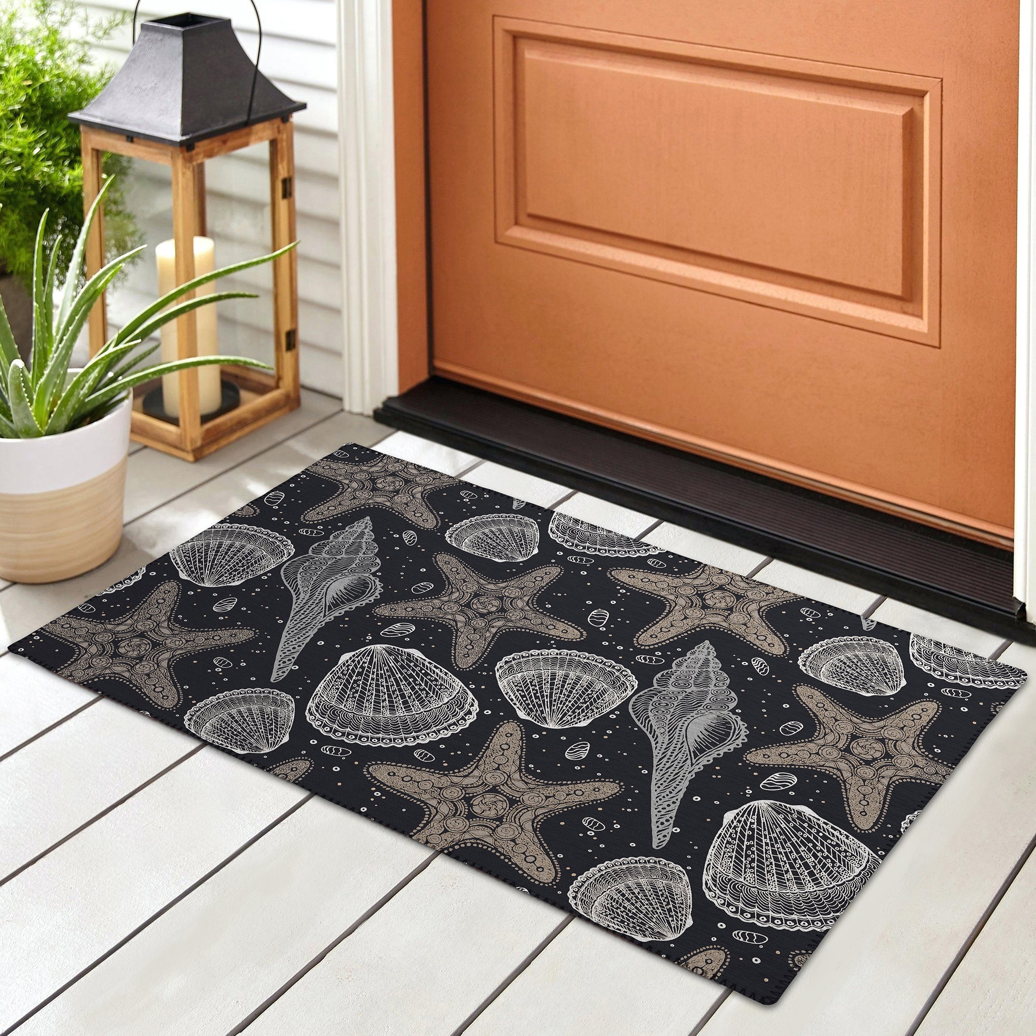 Luxury Machine Washable Indoor/Outdoor Coastal SZ4 Black Rug 1'8" x 2'6" #shape_Rectangle