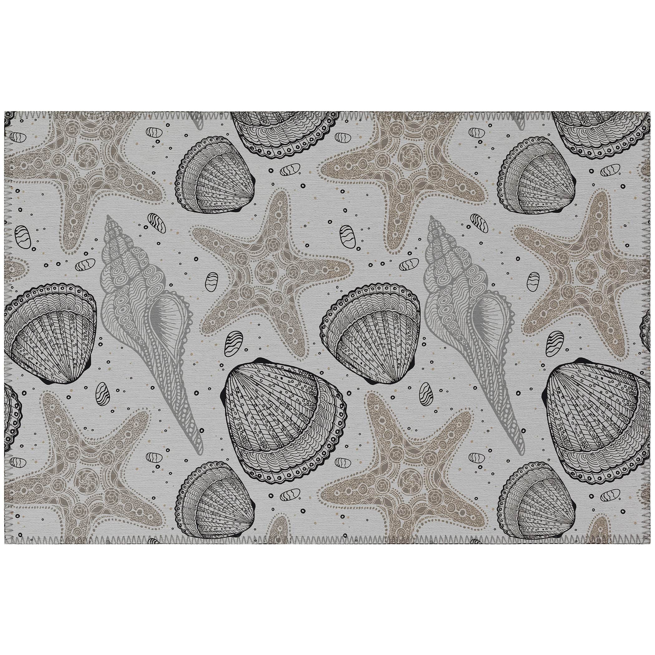 Luxury Machine Washable Indoor/Outdoor Coastal SZ4 Silver Gray Rug 1'8" x 2'6" #shape_Rectangle