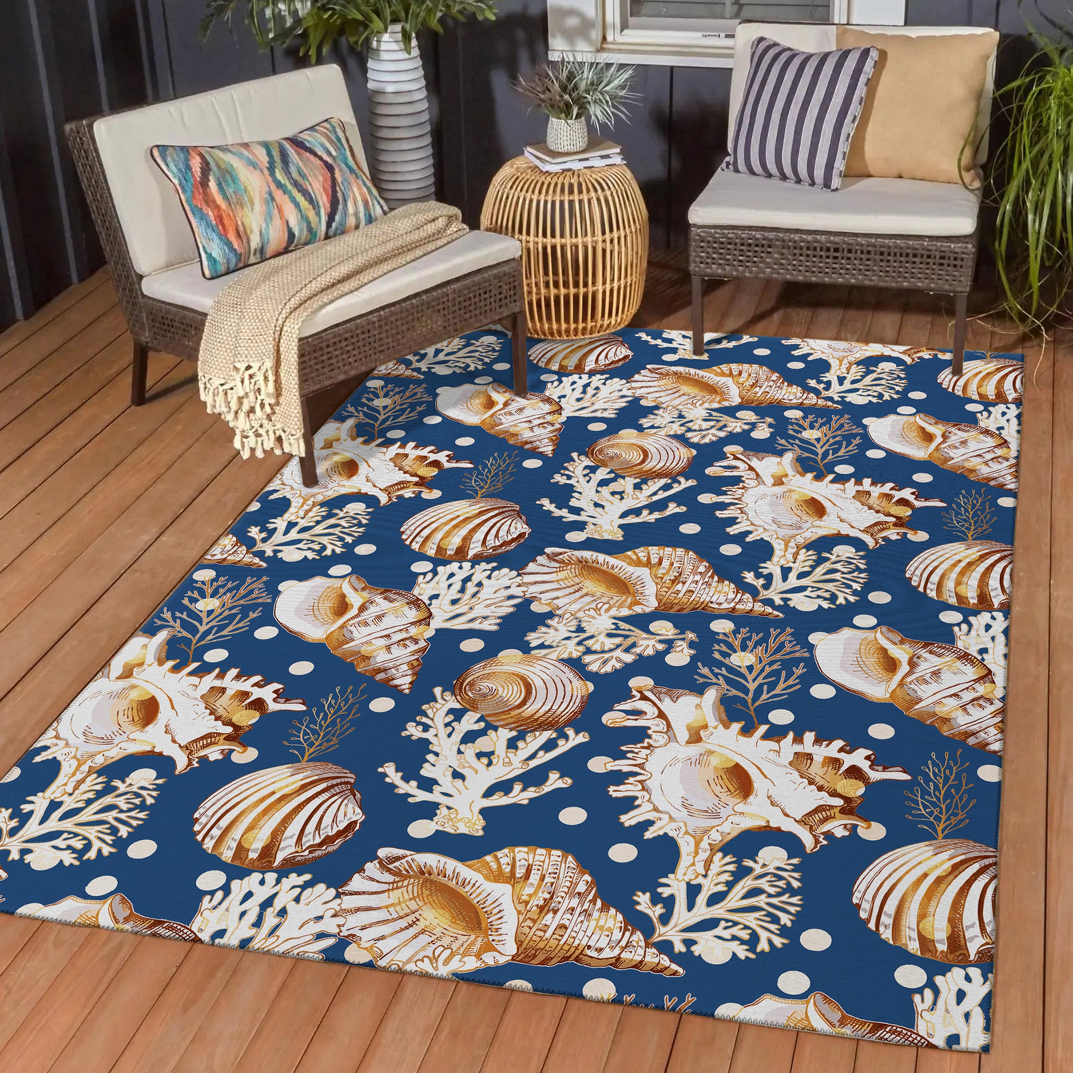 Luxury Machine Washable Indoor/Outdoor Coastal SZ6 Navy Blue Rug 1'8" x 2'6" #shape_Rectangle
