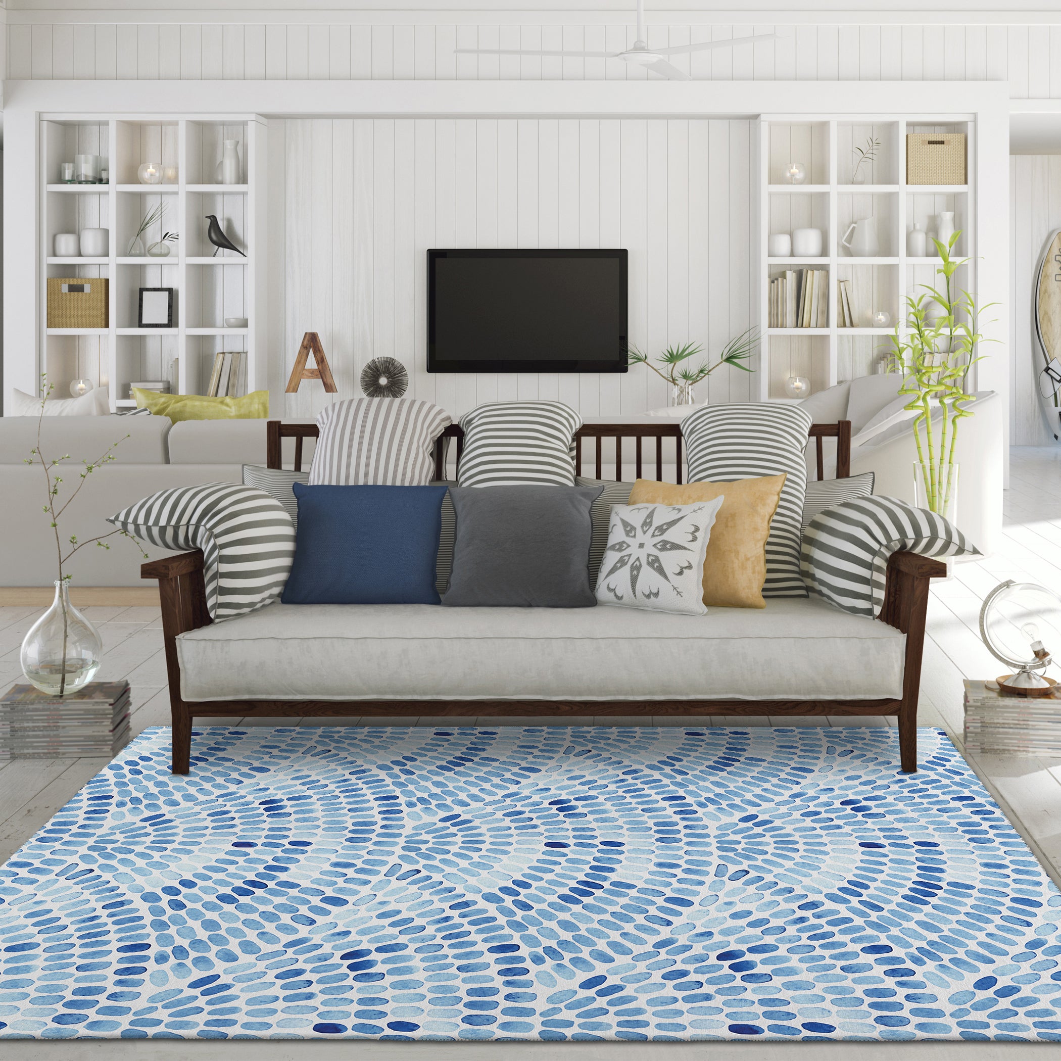 Luxury Machine Washable Indoor/Outdoor Coastal SZ7 Indigo Blue Rug 2'6" x 3'10" #shape_Rectangle