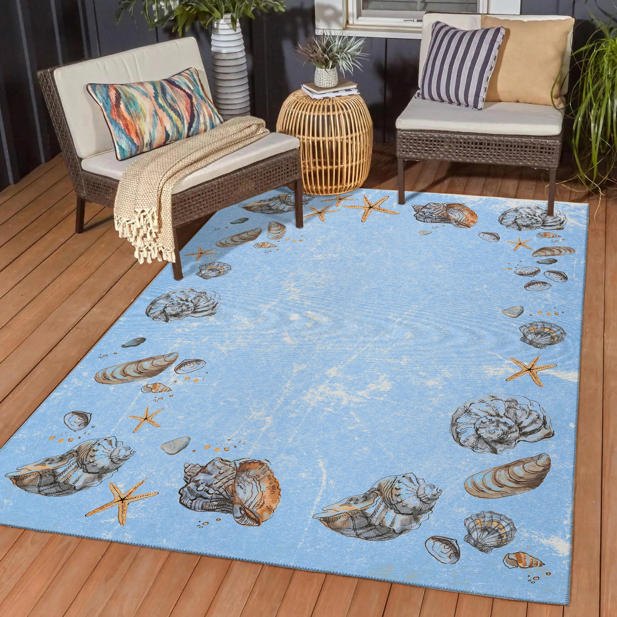 Luxury Machine Washable Indoor/Outdoor Coastal SZ9 Denim Blue Rug 1'8" x 2'6" #shape_Rectangle