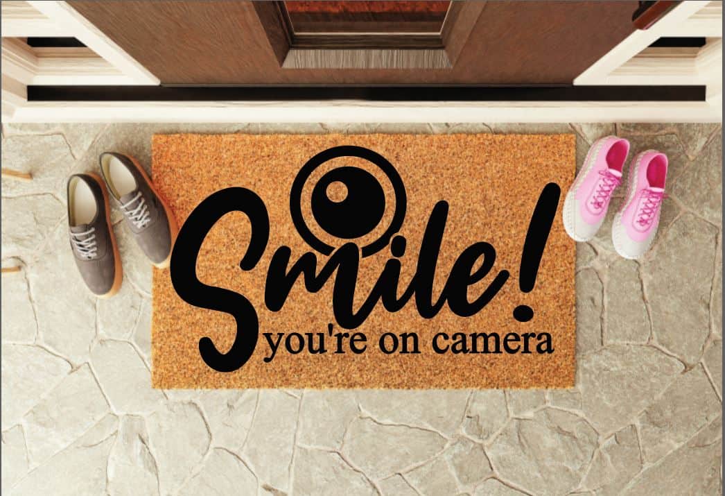 Smile You're On Camera Welcome Mat