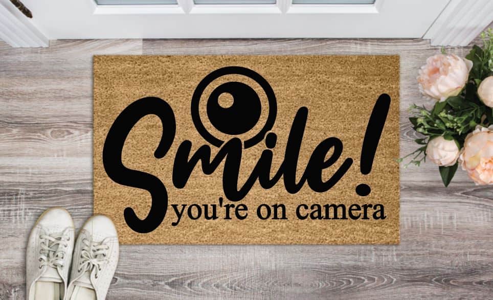 Smile You're On Camera Welcome Mat