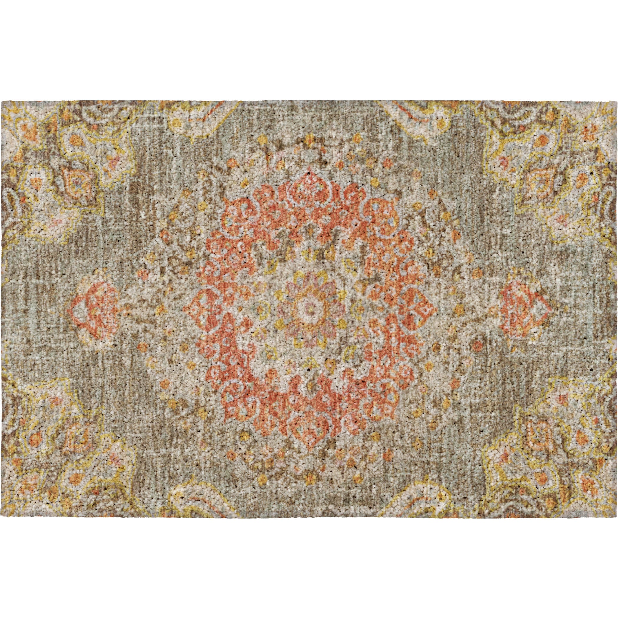 Luxury Washable Indoor/Outdoor Traditional TB11 Brown Rug 1'8" x 2'6" #shape_Rectangle