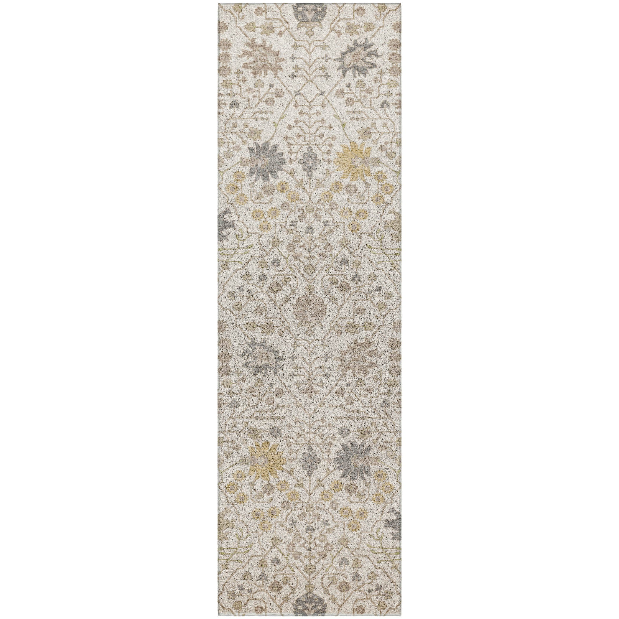 Luxury Washable Indoor/Outdoor Traditional TB12 Ivory Rug 2'3" x 7'6" #shape_Runner