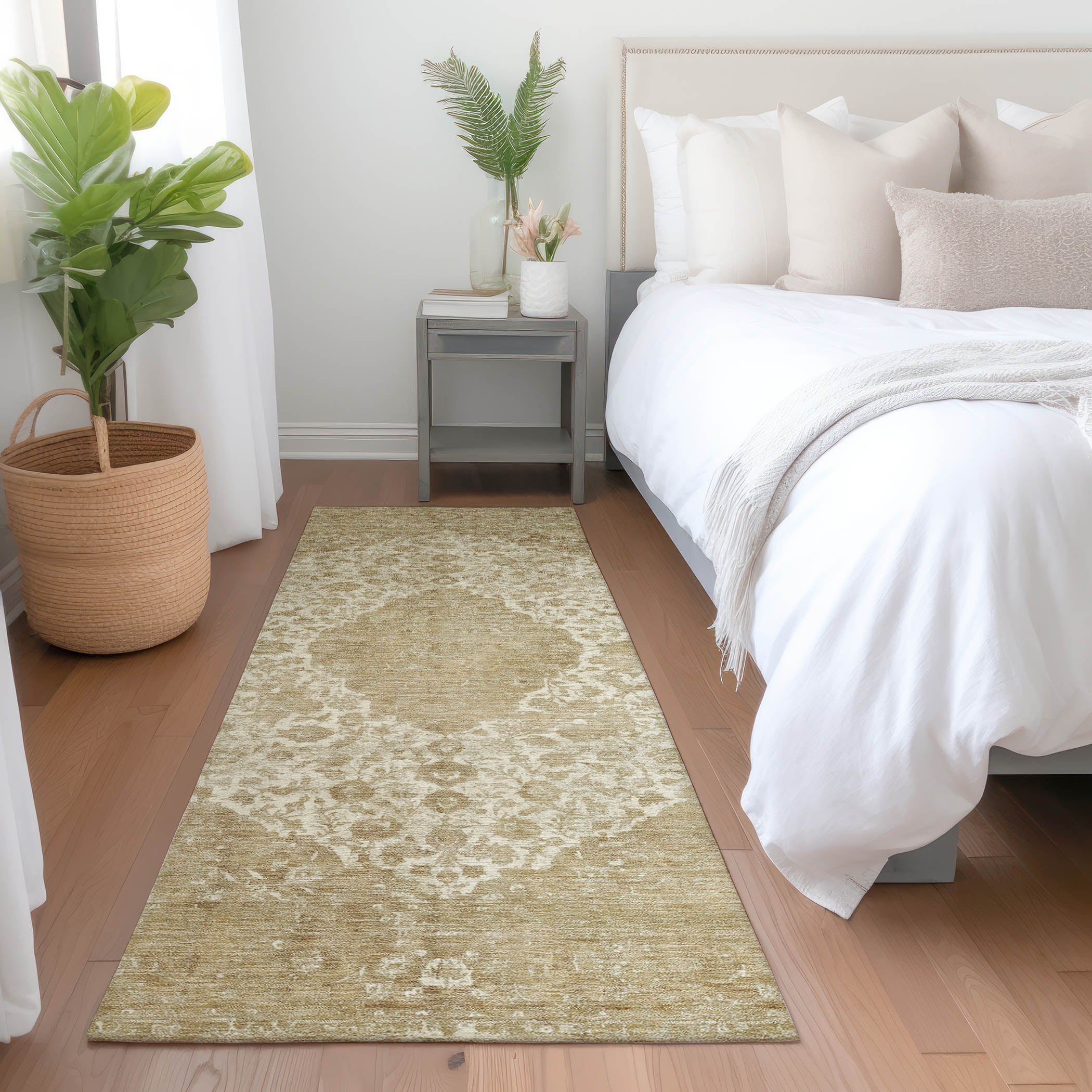Luxury Washable Indoor/Outdoor Traditional TB13 Beige Brown Rug 2'3" x 7'6" #shape_Runner