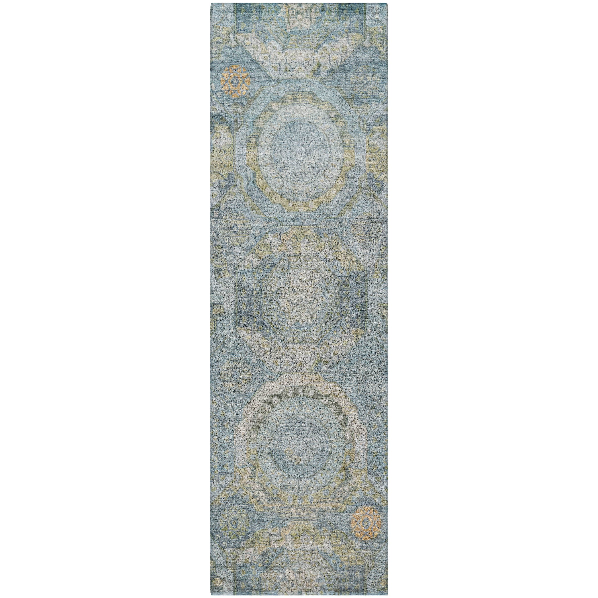 Luxury Washable Indoor/Outdoor Traditional TB14 Blue Rug 2'3" x 7'6" #shape_Runner