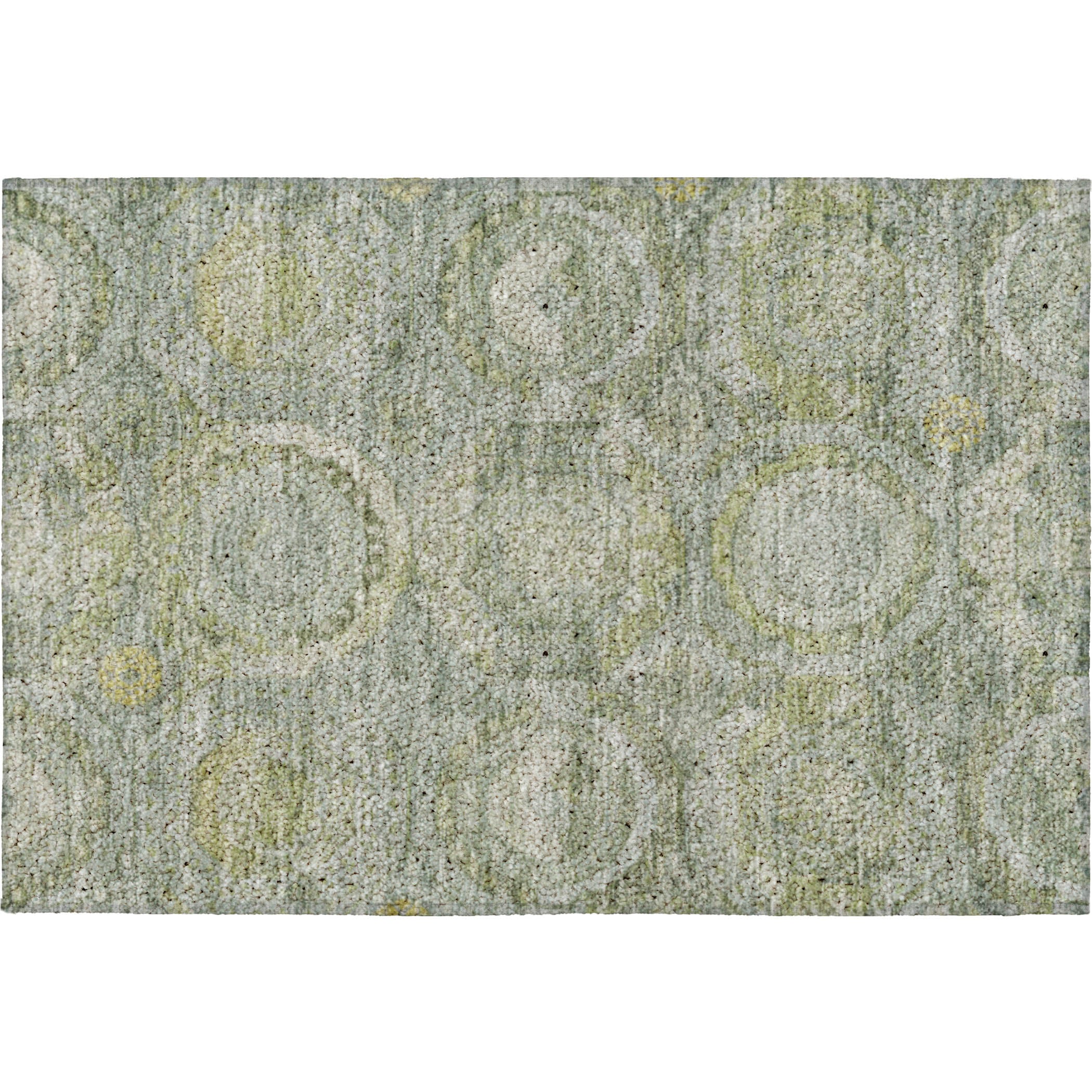 Luxury Washable Indoor/Outdoor Traditional TB14 Sage Green Rug 1'8" x 2'6" #shape_Rectangle