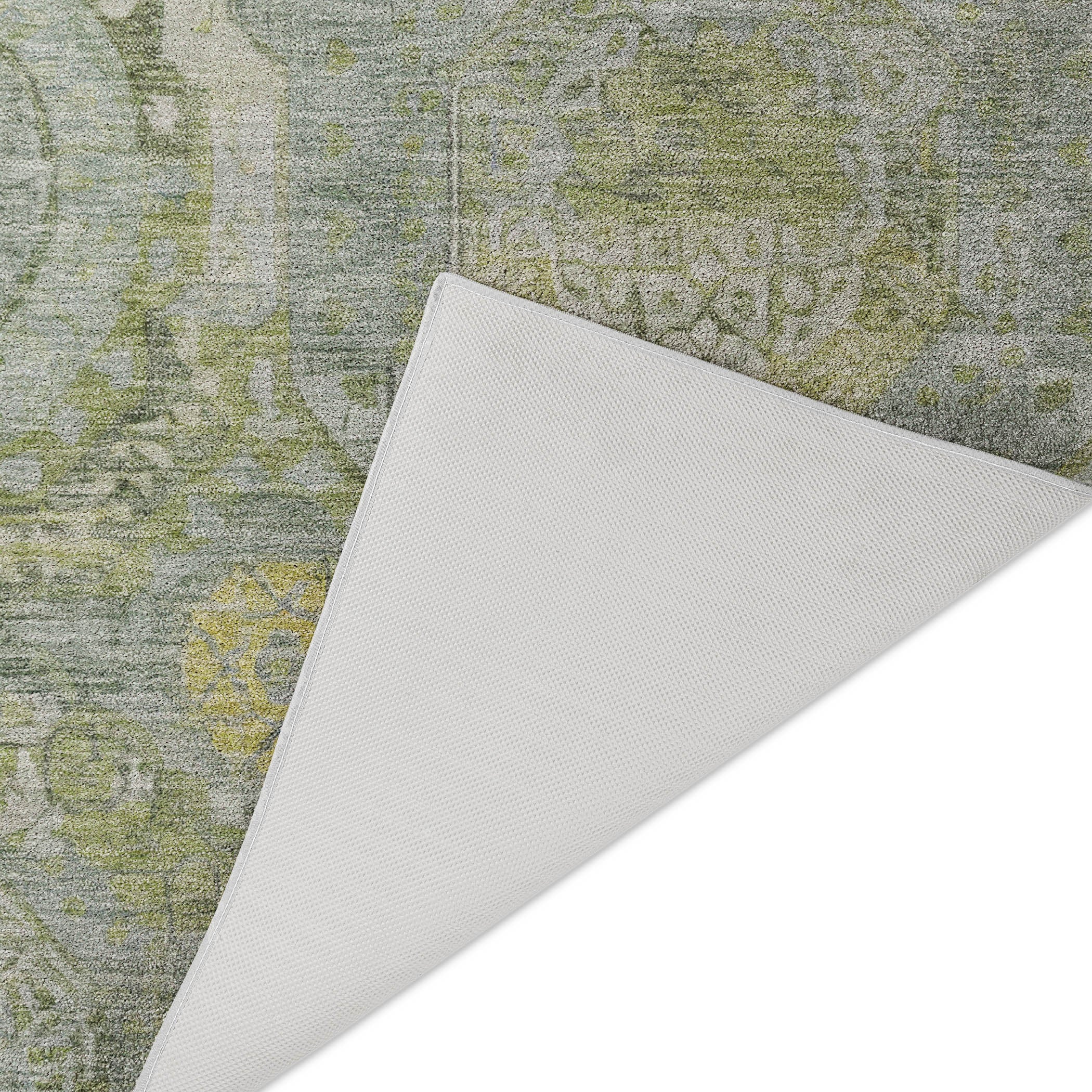 Luxury Washable Indoor/Outdoor Traditional TB14 Sage Green Rug 1'8" x 2'6" #shape_Rectangle