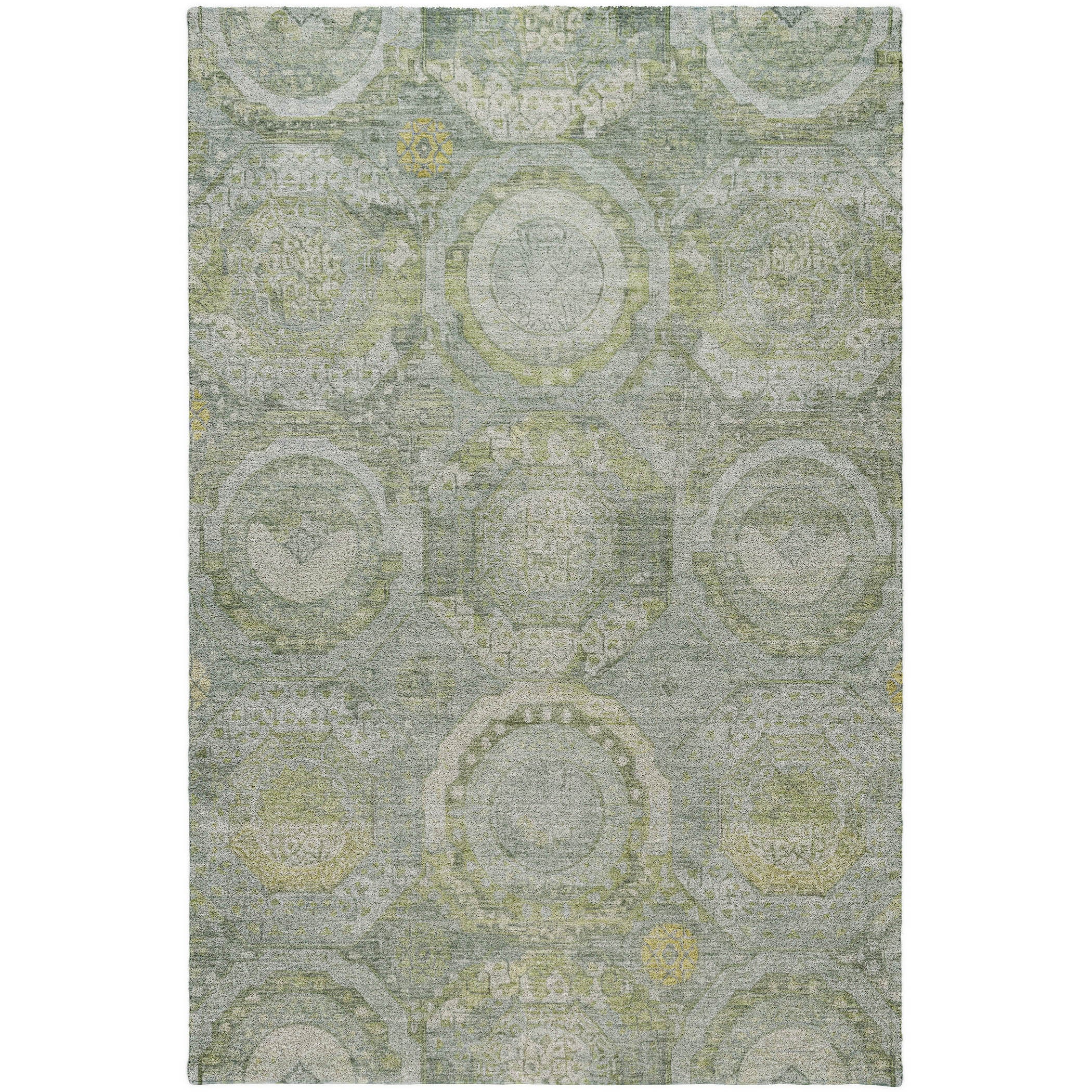 Luxury Washable Indoor/Outdoor Traditional TB14 Sage Green Rug 2'6" x 3'10" #shape_Rectangle