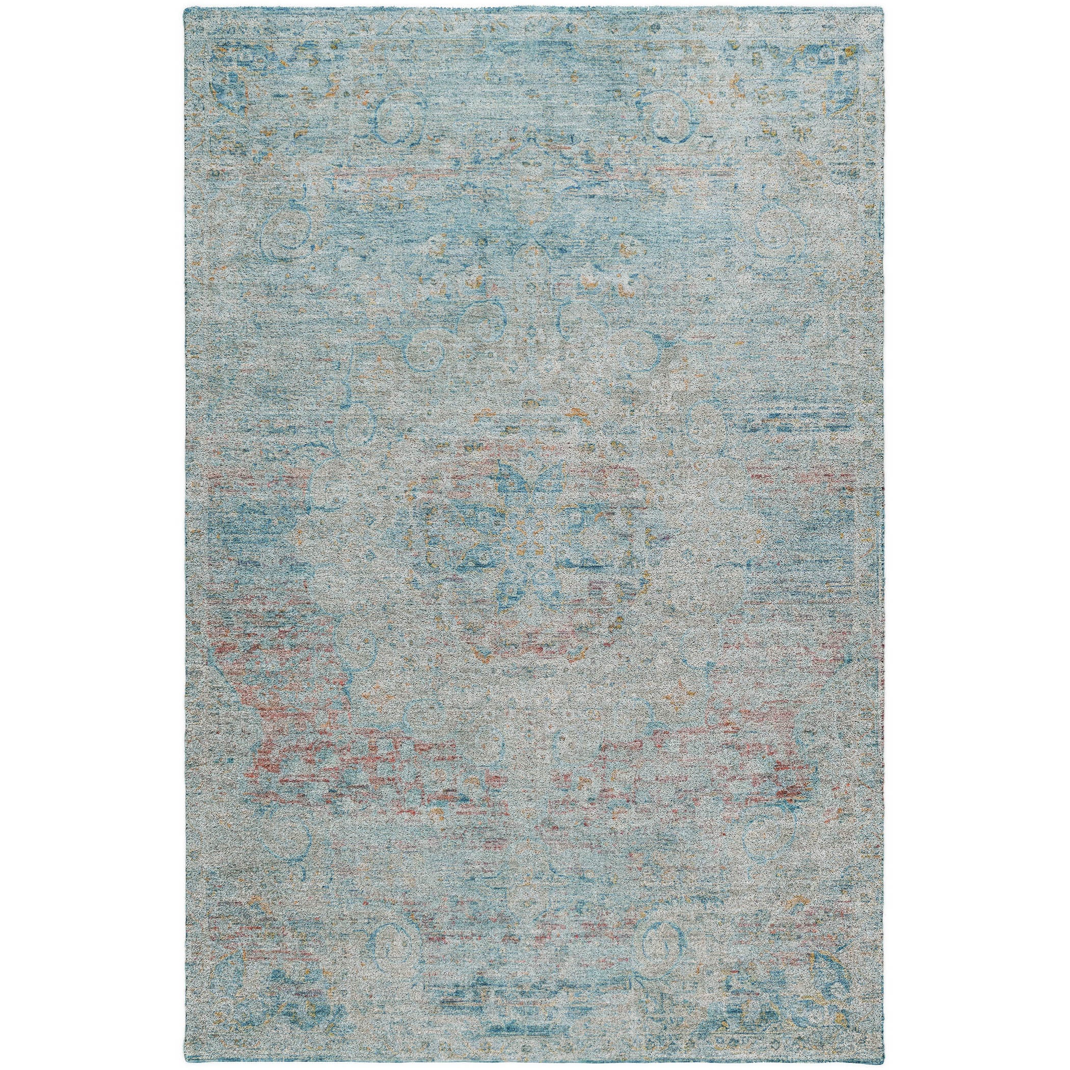 Luxury Washable Indoor/Outdoor Traditional TB1 Sky Blue Rug 2'6" x 3'10" #shape_Rectangle