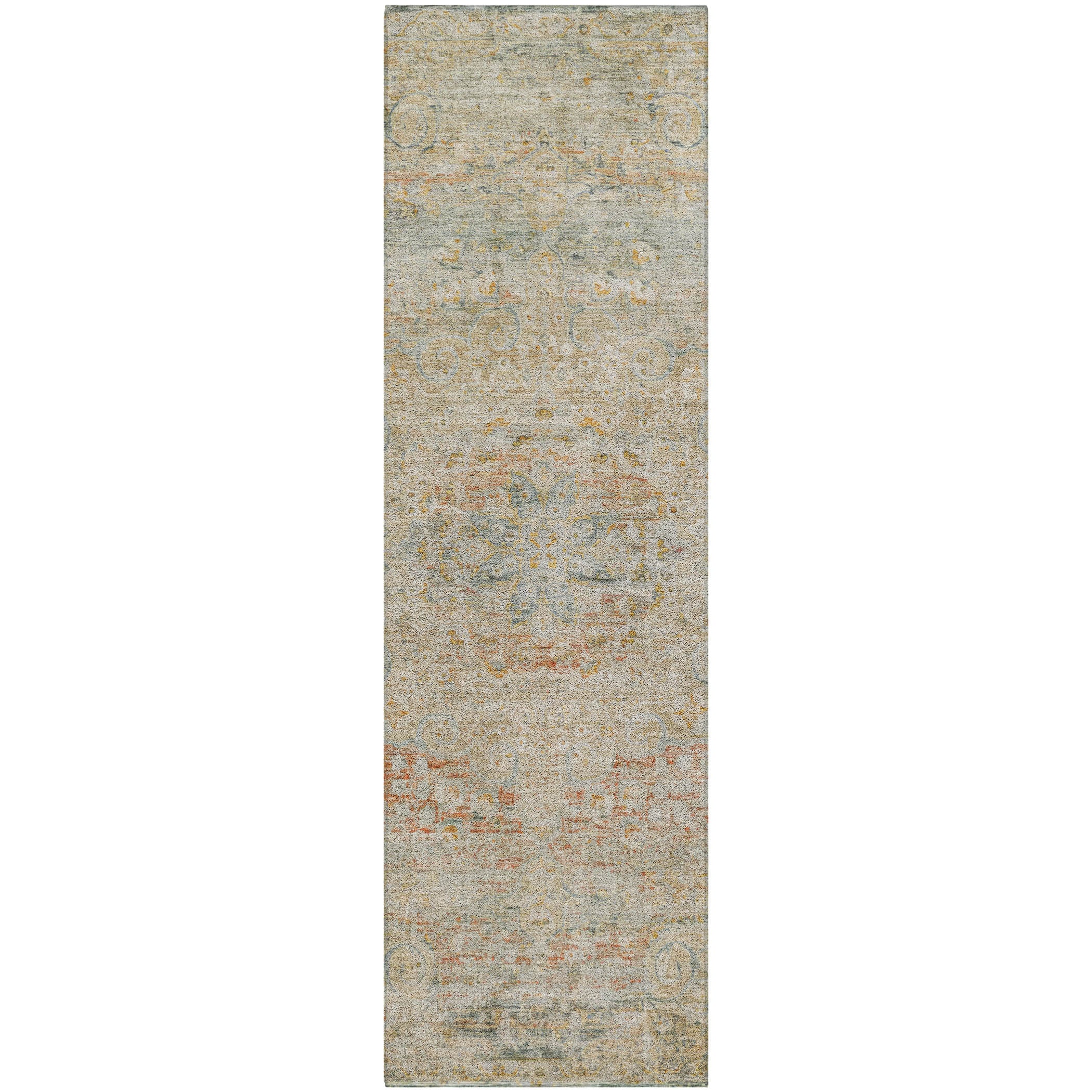 Luxury Washable Indoor/Outdoor Traditional TB1 Tan Brown Rug 2'3" x 7'6" #shape_Runner