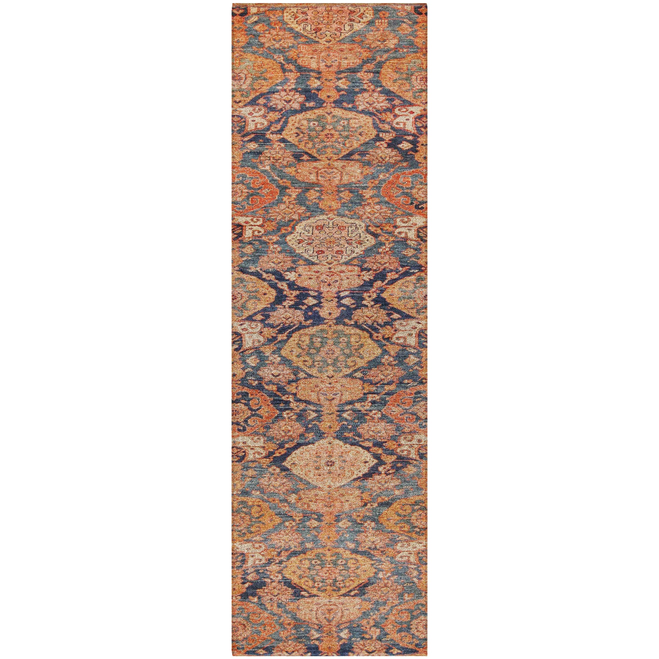 Luxury Washable Indoor/Outdoor Traditional TB3 Terracotta Orange Rug 2'3" x 7'6" #shape_Runner