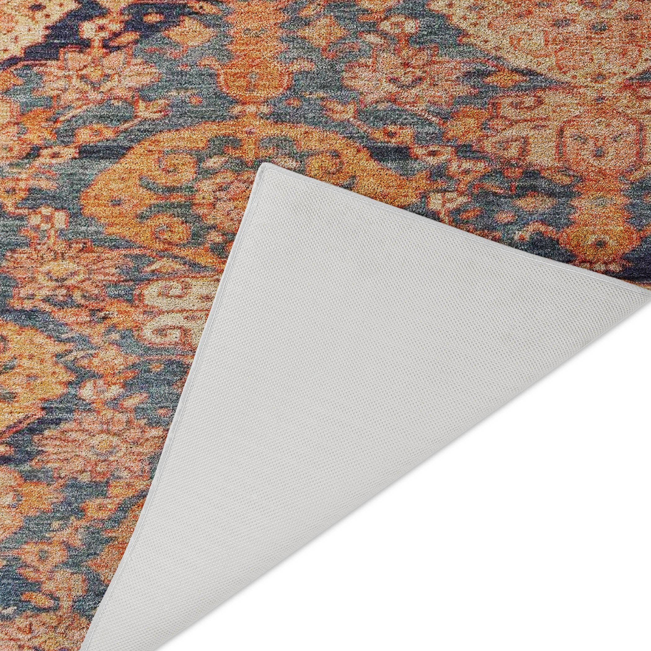 Luxury Washable Indoor/Outdoor Traditional TB3 Terracotta Orange Rug 1'8" x 2'6" #shape_Rectangle