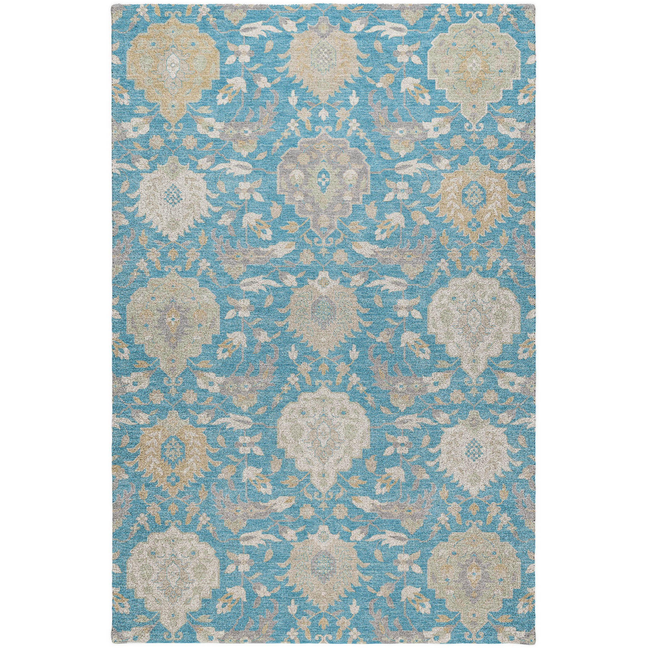 Luxury Washable Indoor/Outdoor Traditional TB4 Blue Rug 2'6" x 3'10" #shape_Rectangle