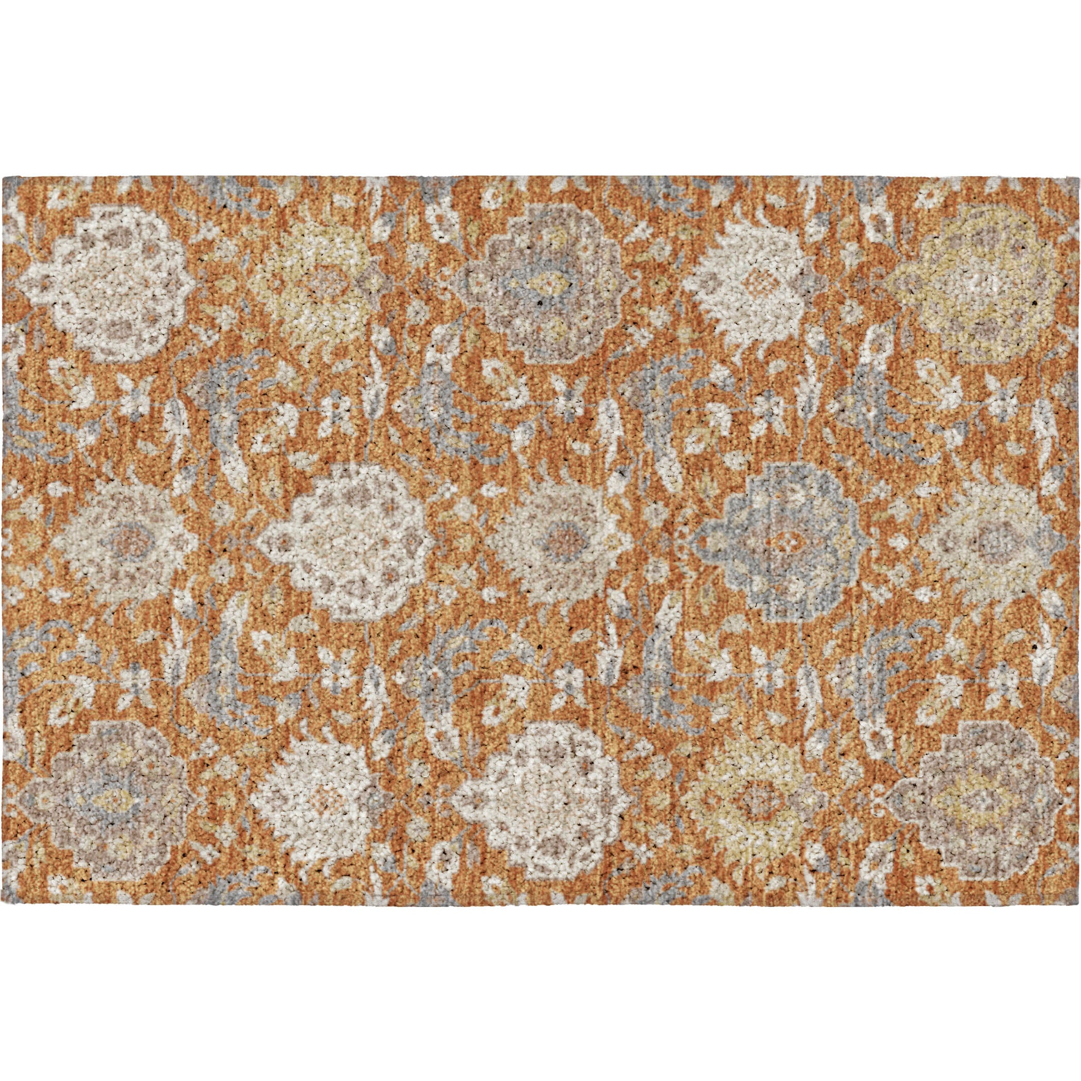 Luxury Washable Indoor/Outdoor Traditional TB4 Copper Orange Rug 1'8" x 2'6" #shape_Rectangle