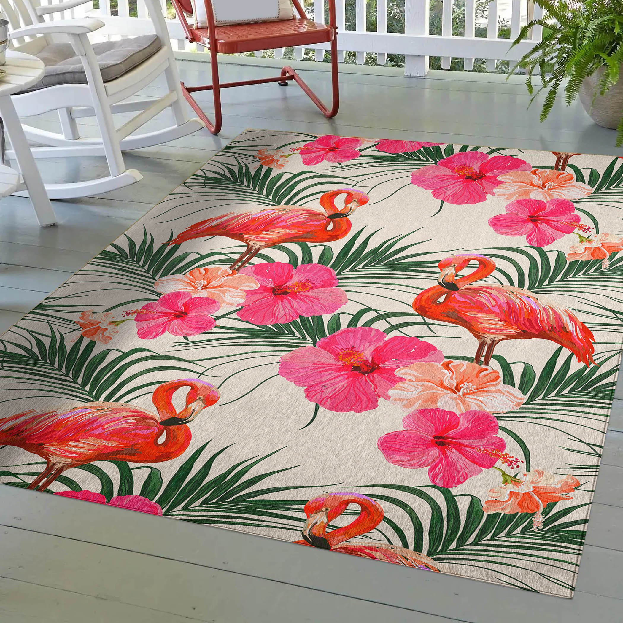 Luxury Machine Washable Indoor/Outdoor Tropical TC12 Ivory Rug 2'6" x 3'10" #shape_Rectangle