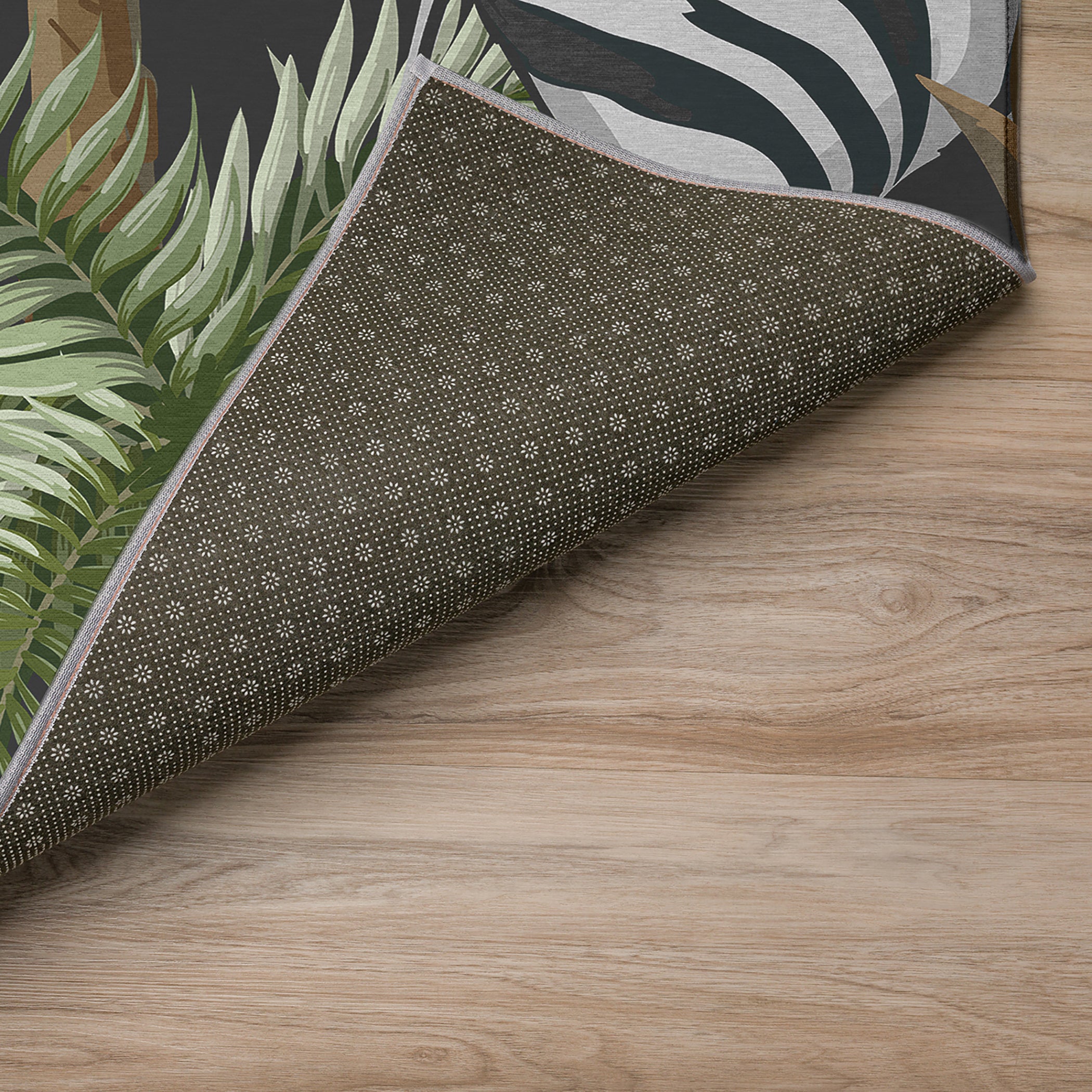 Luxury Machine Washable Indoor/Outdoor Tropical TC13 Black Rug 1'8" x 2'6" #shape_Rectangle