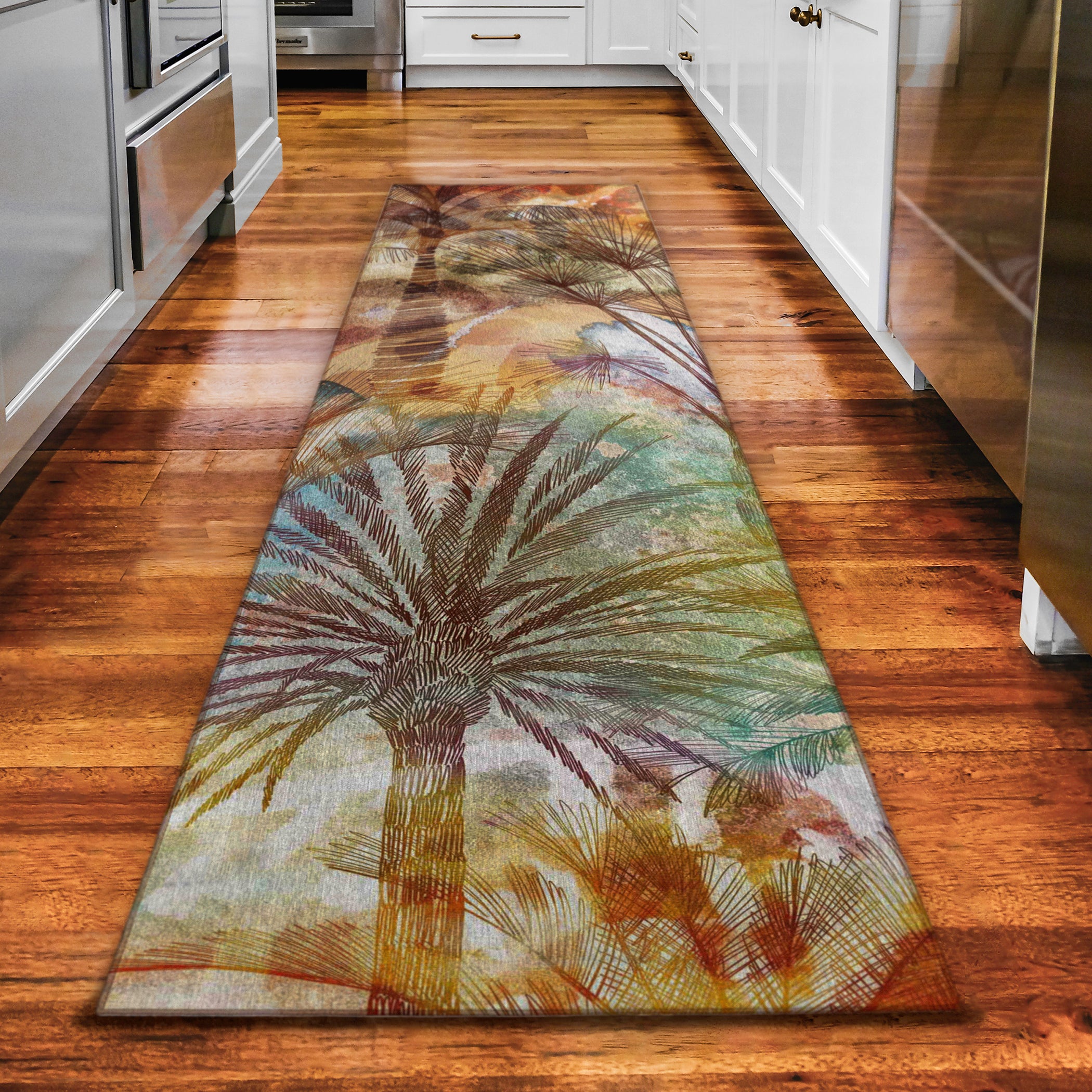 Luxury Machine Washable Indoor/Outdoor Tropical TC15 Salmon Multi Rug 2'3" x 7'6" #shape_Runner