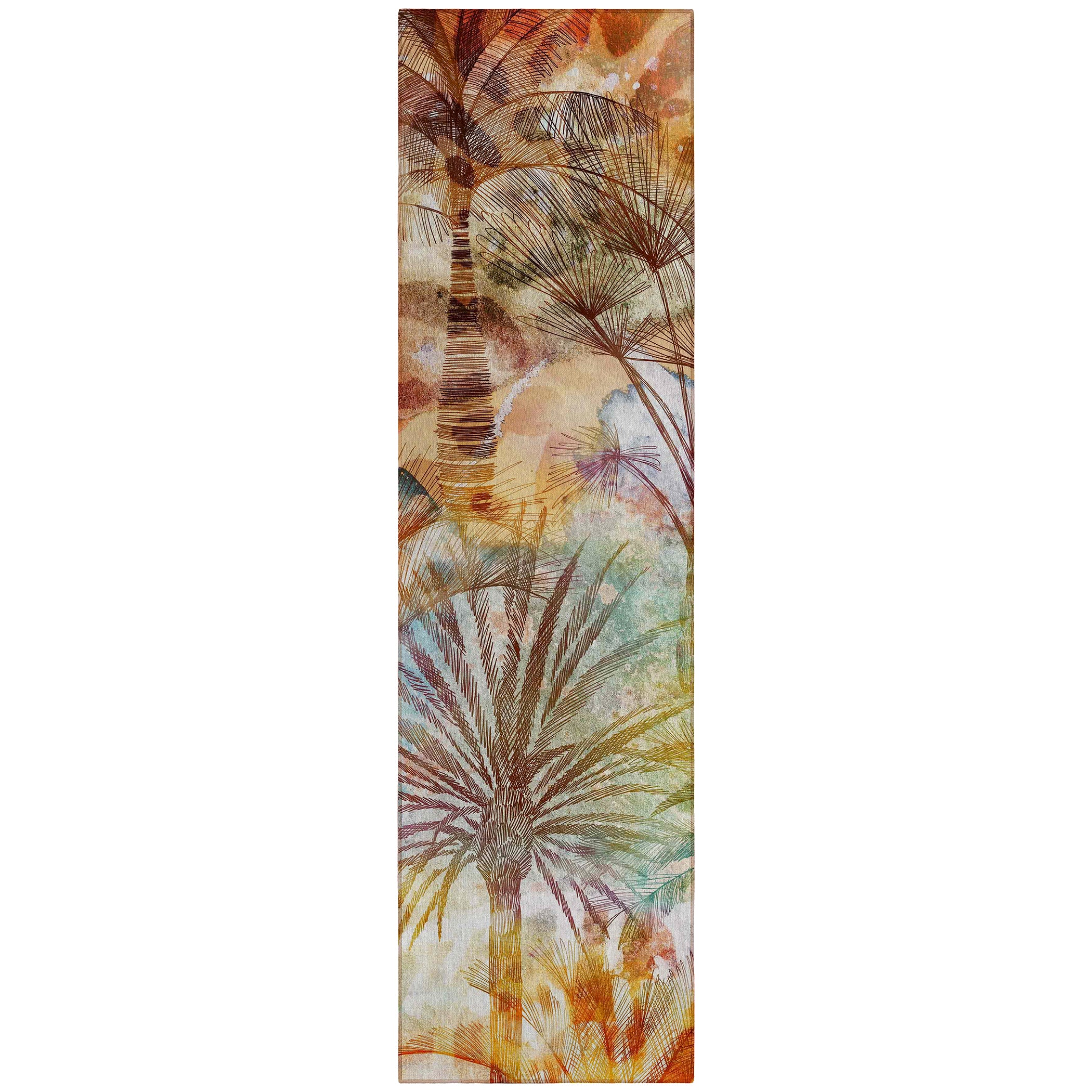 Luxury Machine Washable Indoor/Outdoor Tropical TC15 Salmon Multi Rug 2'3" x 7'6" #shape_Runner