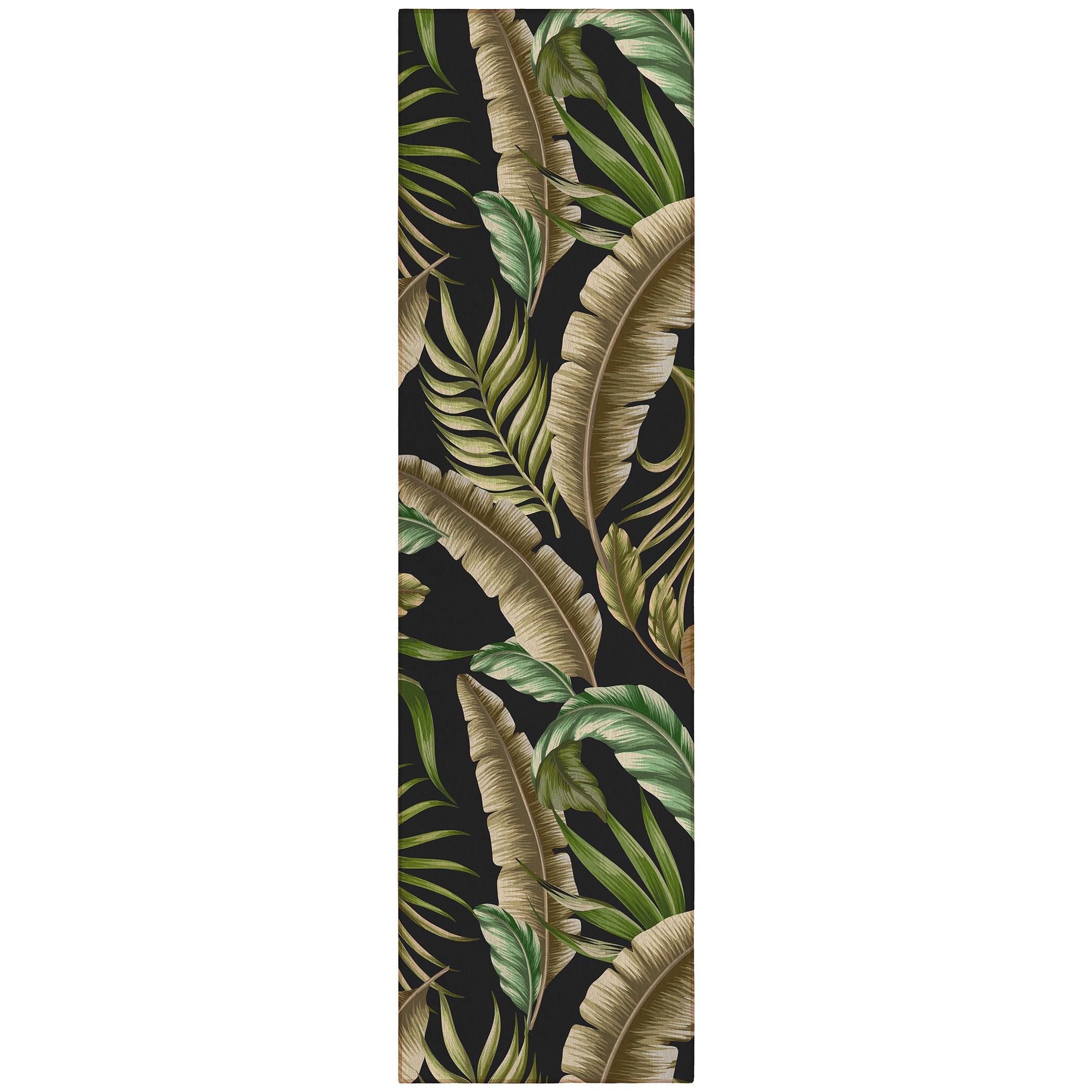 Luxury Machine Washable Indoor/Outdoor Tropical TC1 Black Rug 2'3" x 7'6" #shape_Runner