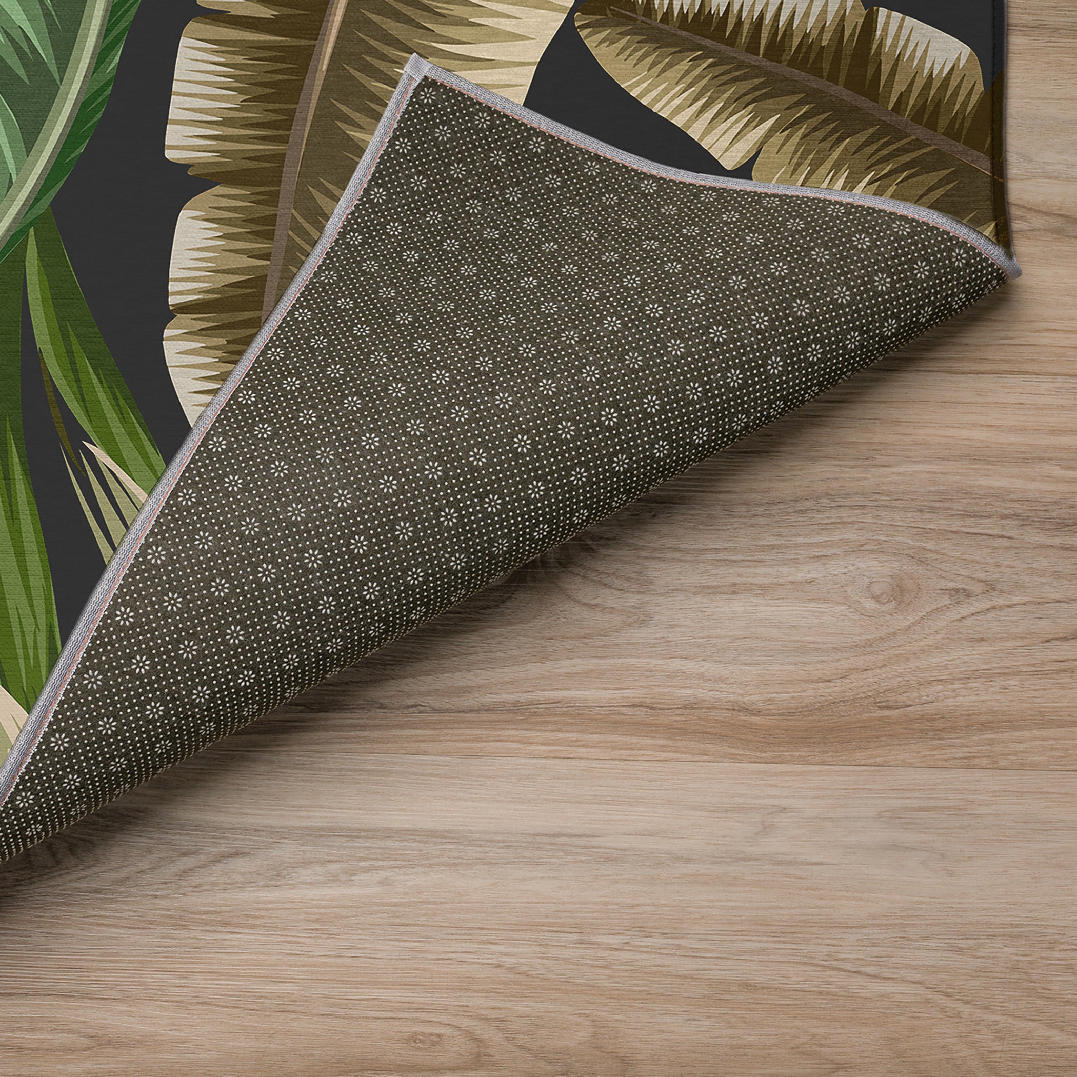 Luxury Machine Washable Indoor/Outdoor Tropical TC1 Black Rug 1'8" x 2'6" #shape_Rectangle