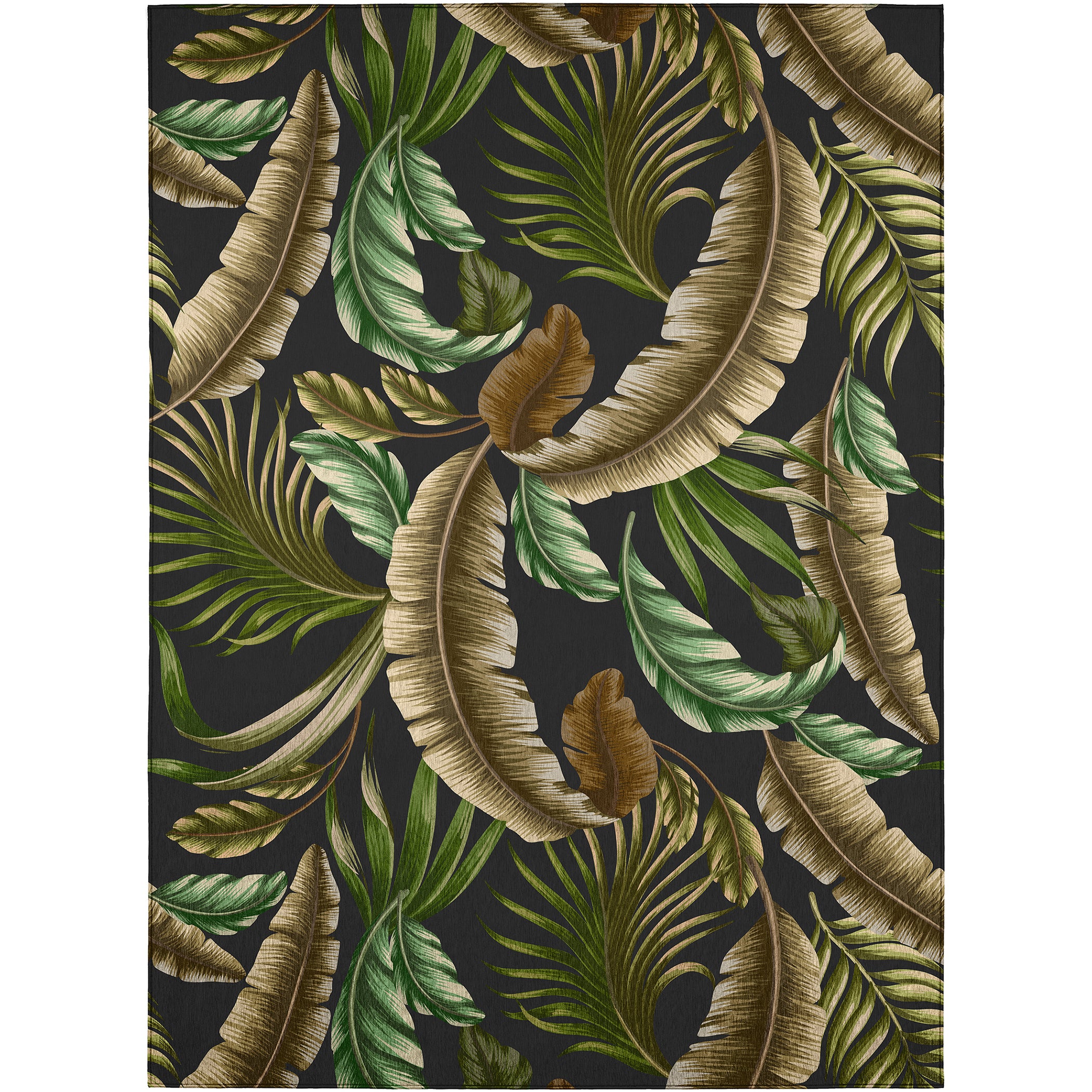 Luxury Machine Washable Indoor/Outdoor Tropical TC1 Black Rug 2'6" x 3'10" #shape_Rectangle
