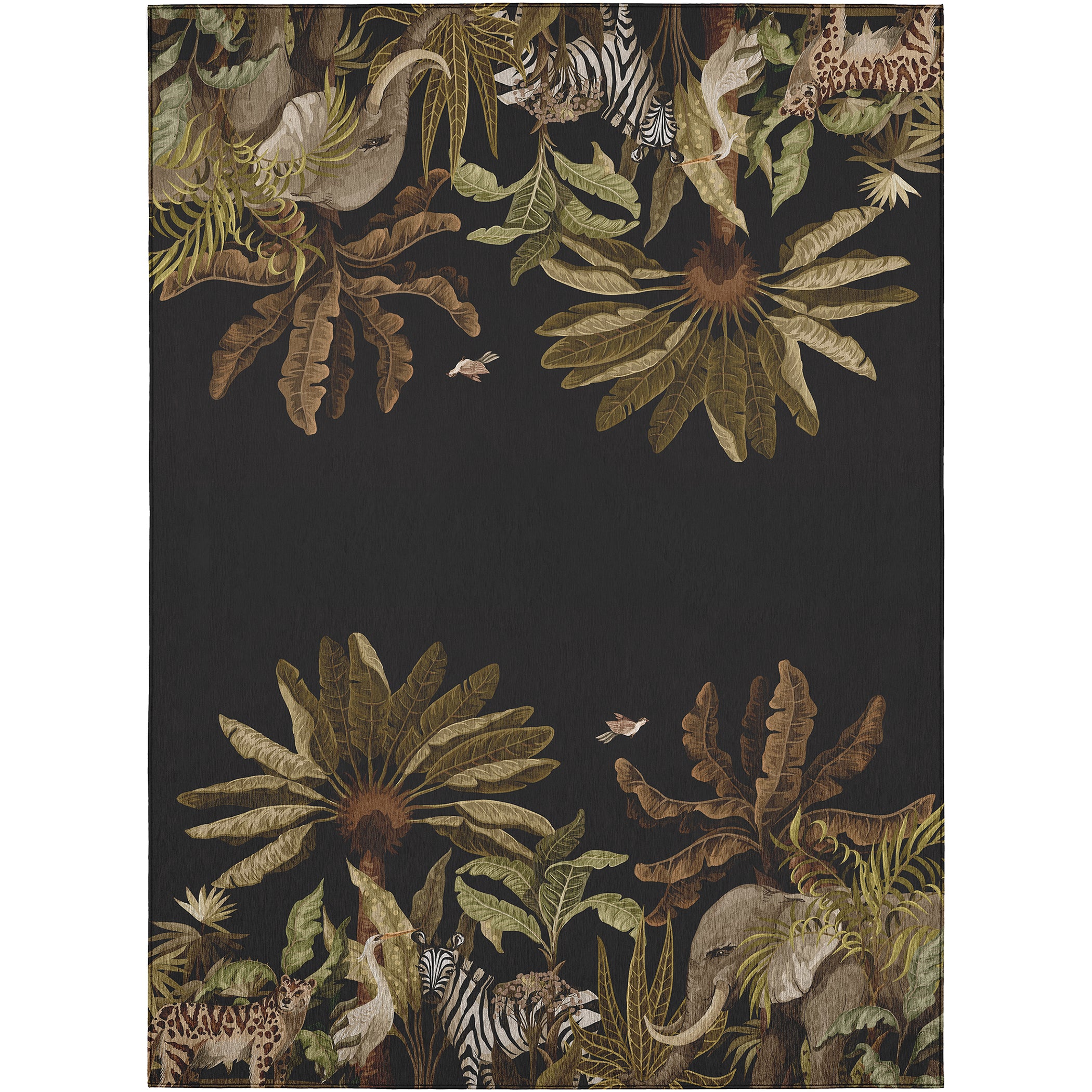 Luxury Machine Washable Indoor/Outdoor Tropical TC8 Black Rug 2'6" x 3'10" #shape_Rectangle
