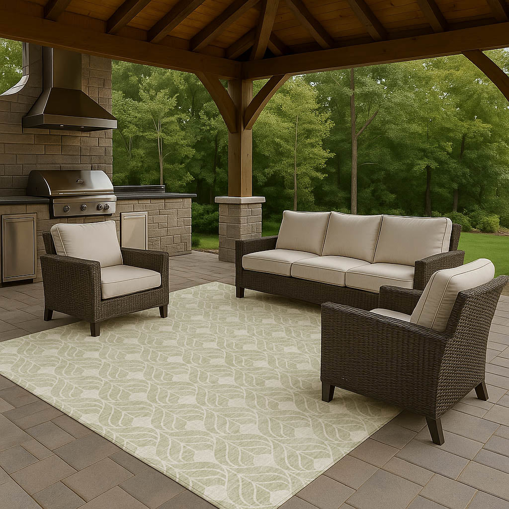 Luxury Washable Indoor/Outdoor Geometric TR10 Celery Green Rug 2'6" x 3'10" #shape_Rectangle
