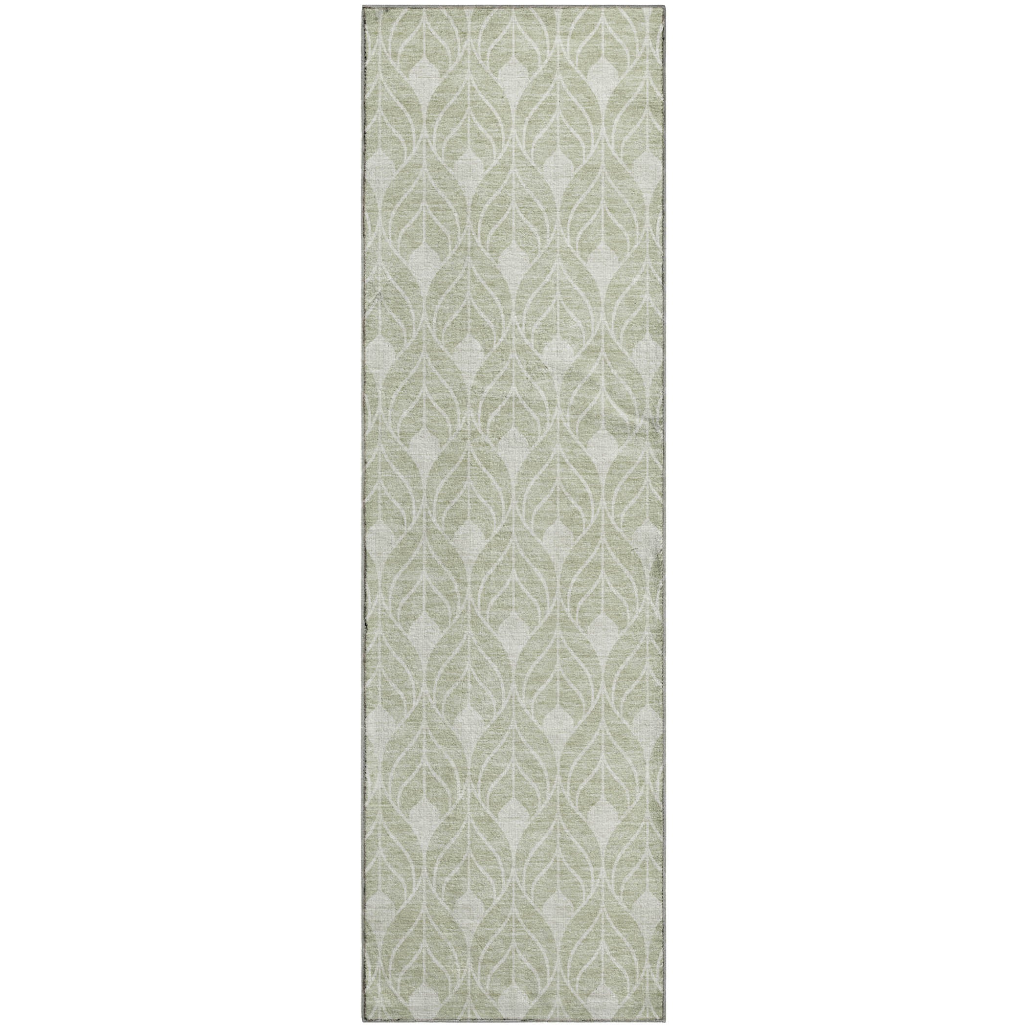 Luxury Washable Indoor/Outdoor Geometric TR10 Celery Green Rug 2'3" x 7'6" #shape_Runner