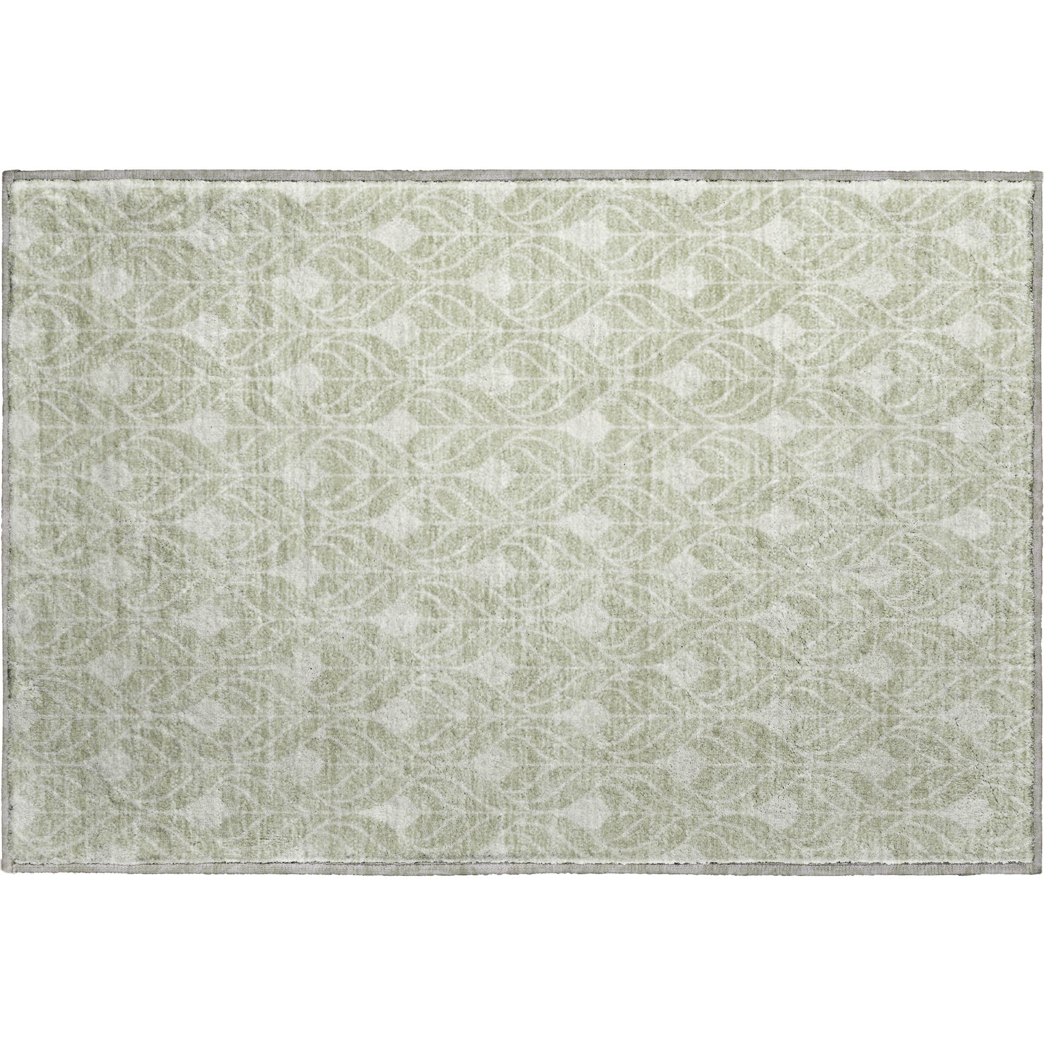 Luxury Washable Indoor/Outdoor Geometric TR10 Celery Green Rug 1'8" x 2'6" #shape_Rectangle