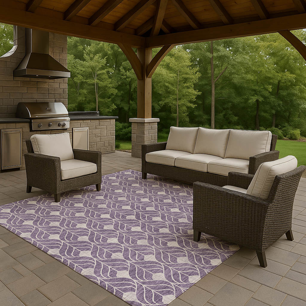 Luxury Washable Indoor/Outdoor Geometric TR10 Plum Purple Rug 2'6" x 3'10" #shape_Rectangle