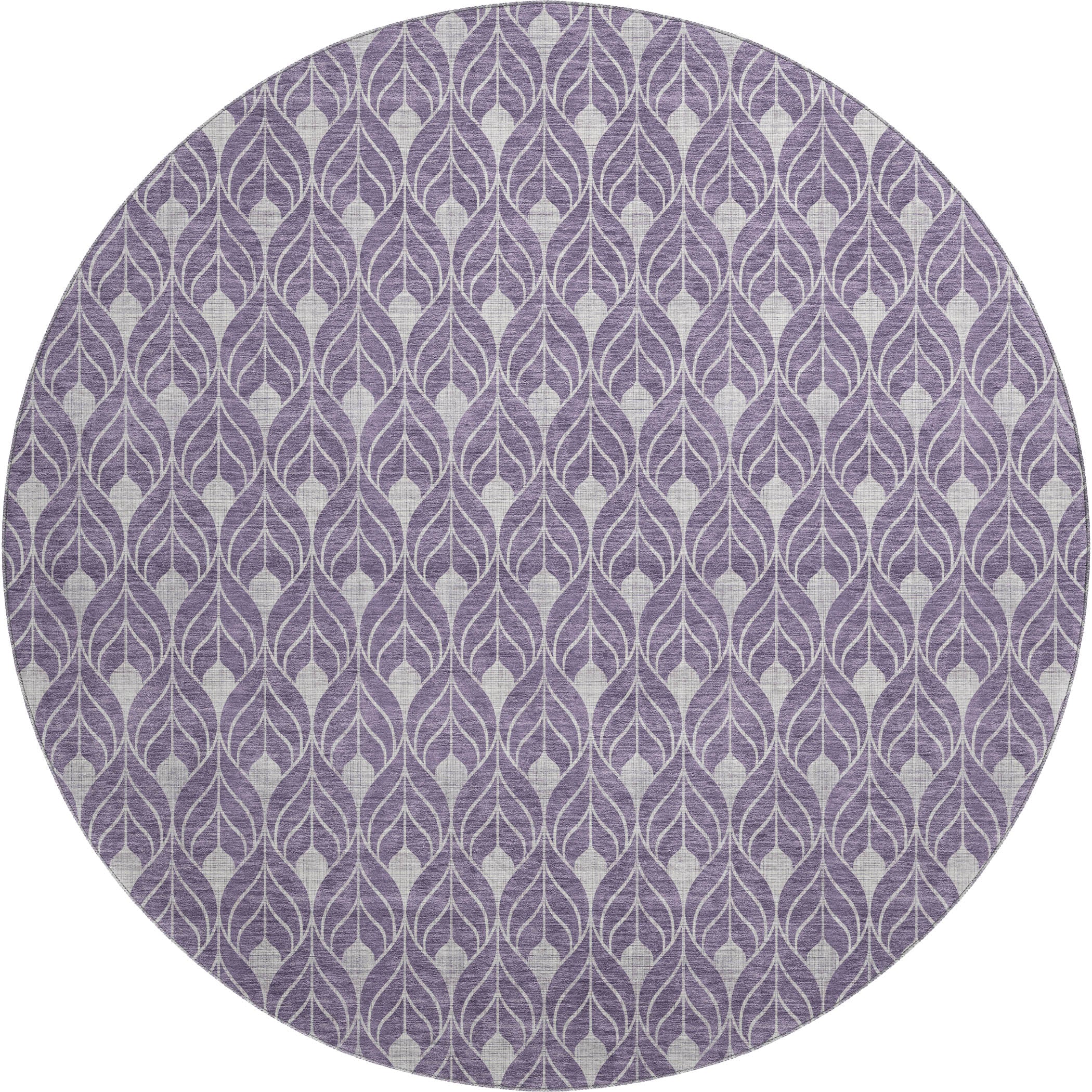Luxury Washable Indoor/Outdoor Geometric TR10 Plum Purple Rug 8' x 8' #shape_Round