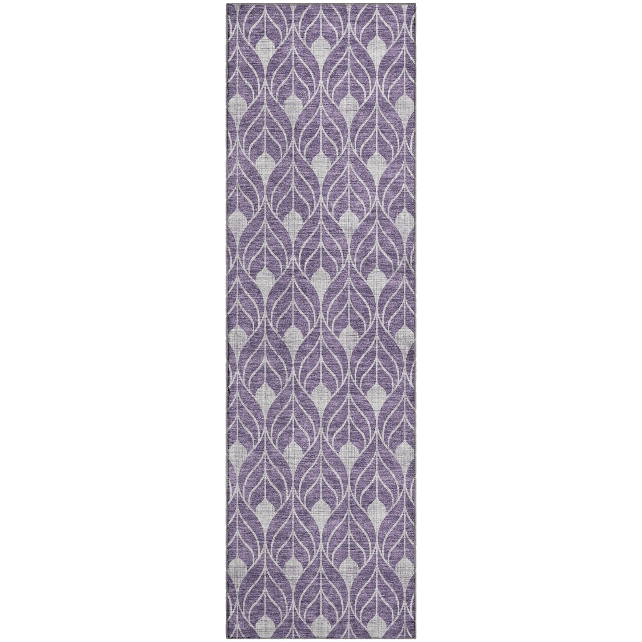 Luxury Washable Indoor/Outdoor Geometric TR10 Plum Purple Rug 2'3" x 7'6" #shape_Runner