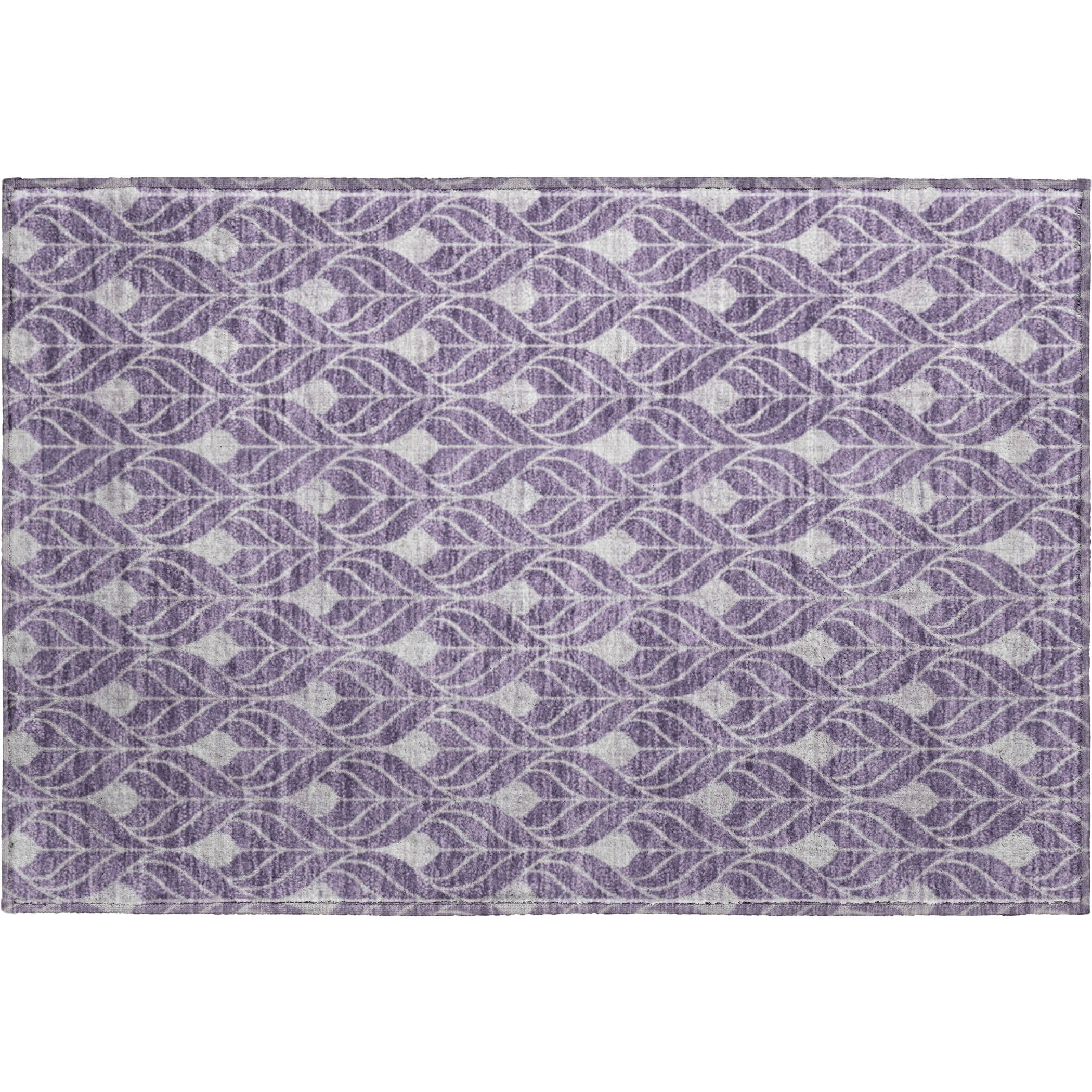 Luxury Washable Indoor/Outdoor Geometric TR10 Plum Purple Rug 1'8" x 2'6" #shape_Rectangle