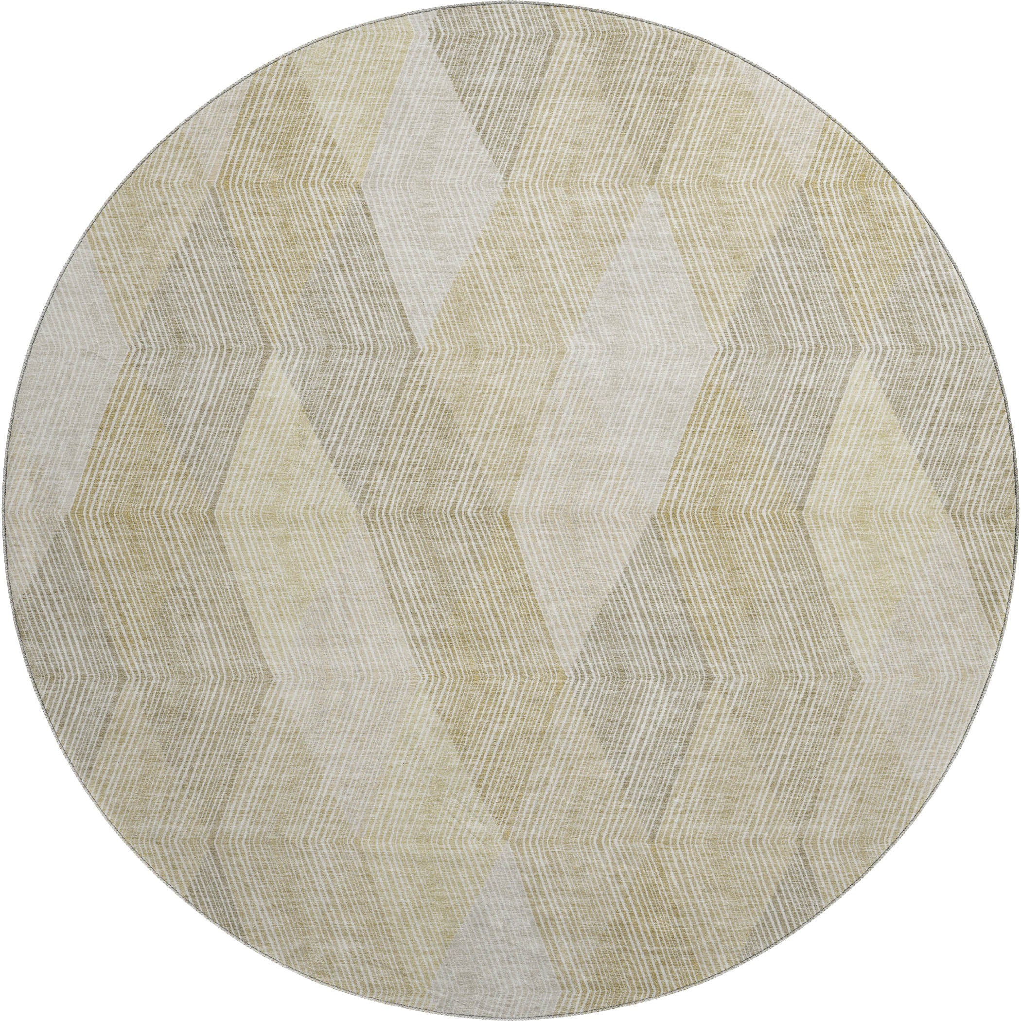 Luxury Washable Indoor/Outdoor Geometric TR11 Beige Brown Rug 8' x 8' #shape_Round