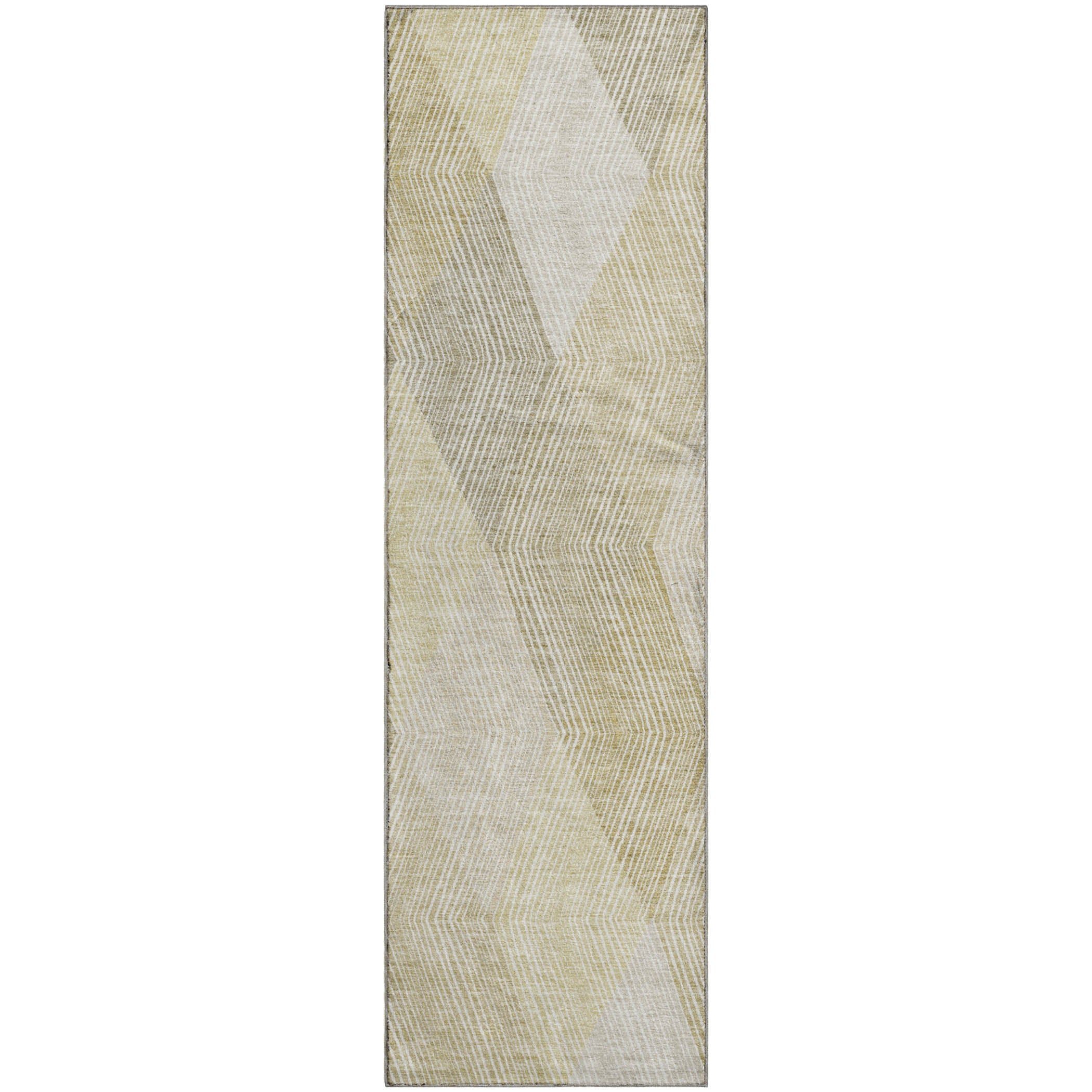 Luxury Washable Indoor/Outdoor Geometric TR11 Beige Brown Rug 2'3" x 7'6" #shape_Runner