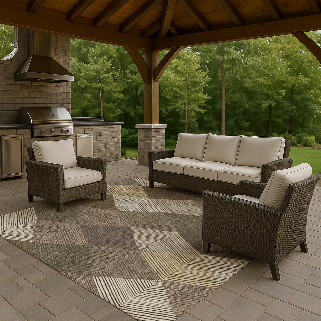 Luxury Washable Indoor/Outdoor Geometric TR11 Brown Rug 2'6" x 3'10" #shape_Rectangle