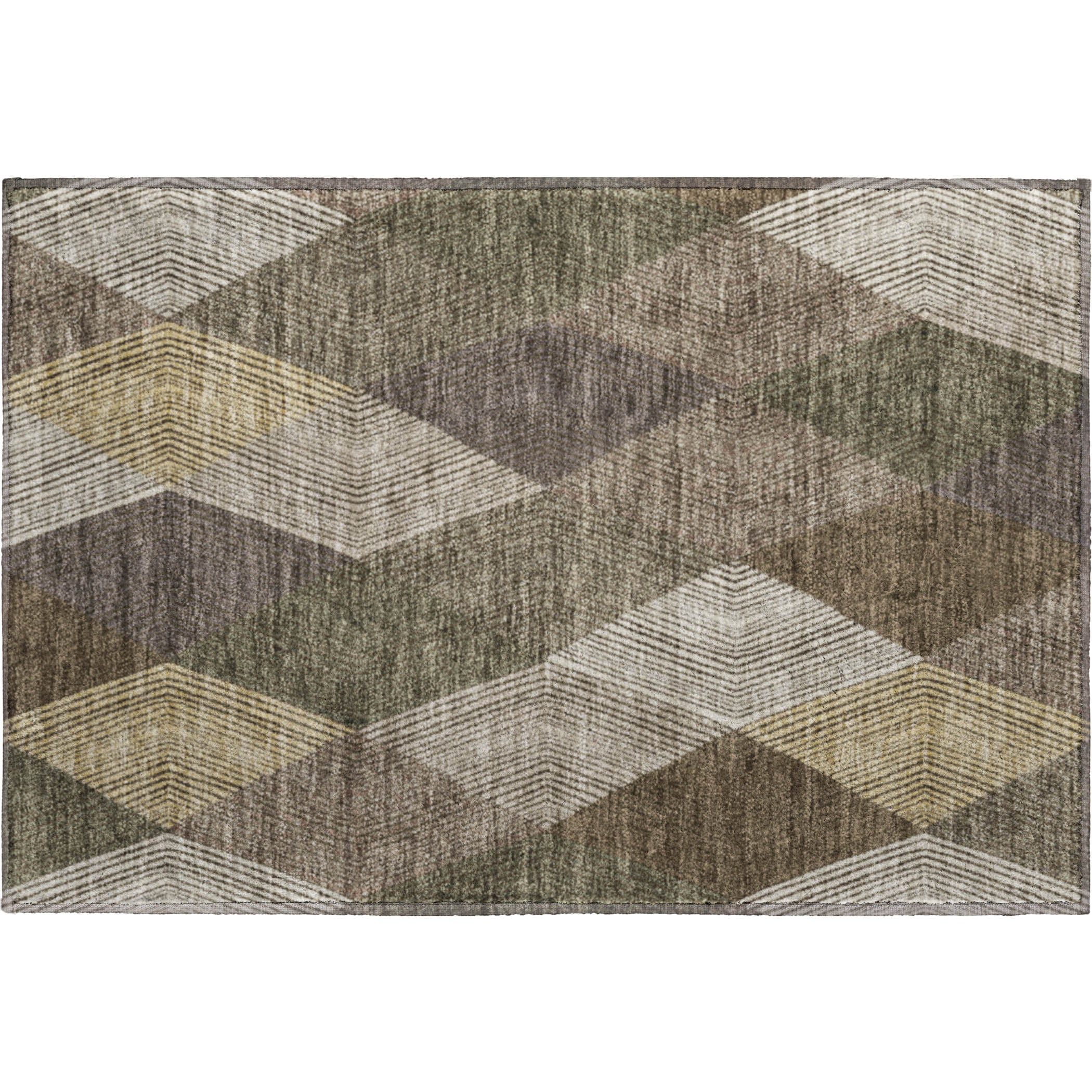 Luxury Washable Indoor/Outdoor Geometric TR11 Brown Rug 1'8" x 2'6" #shape_Rectangle