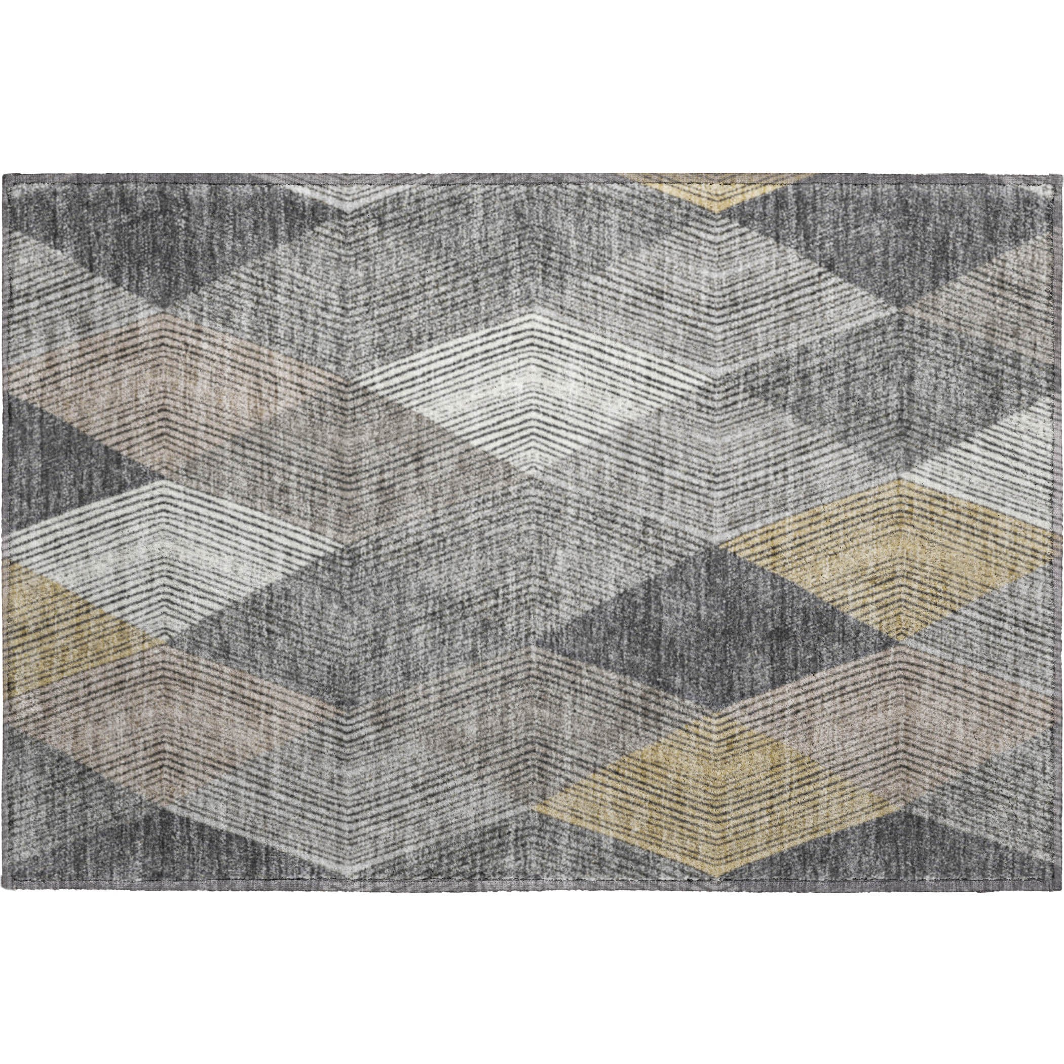Luxury Washable Indoor/Outdoor Geometric TR11 Charcoal Gray Rug 1'8" x 2'6" #shape_Rectangle