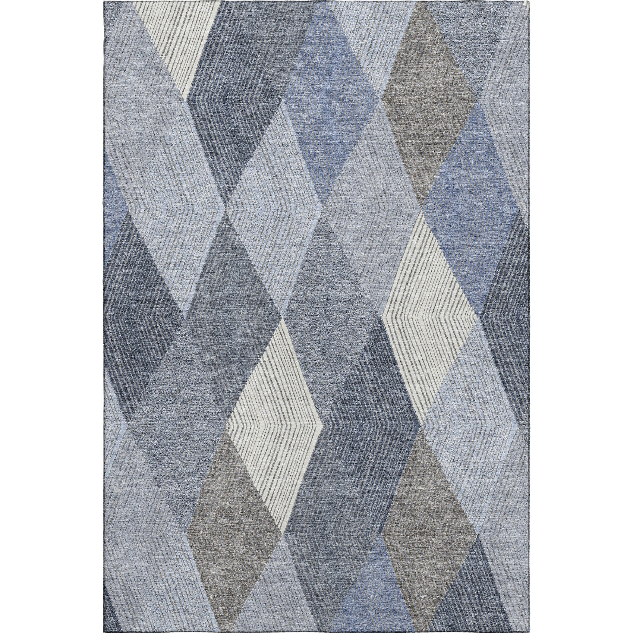 Luxury Washable Indoor/Outdoor Geometric TR11 Denim Blue Rug 2'6" x 3'10" #shape_Rectangle