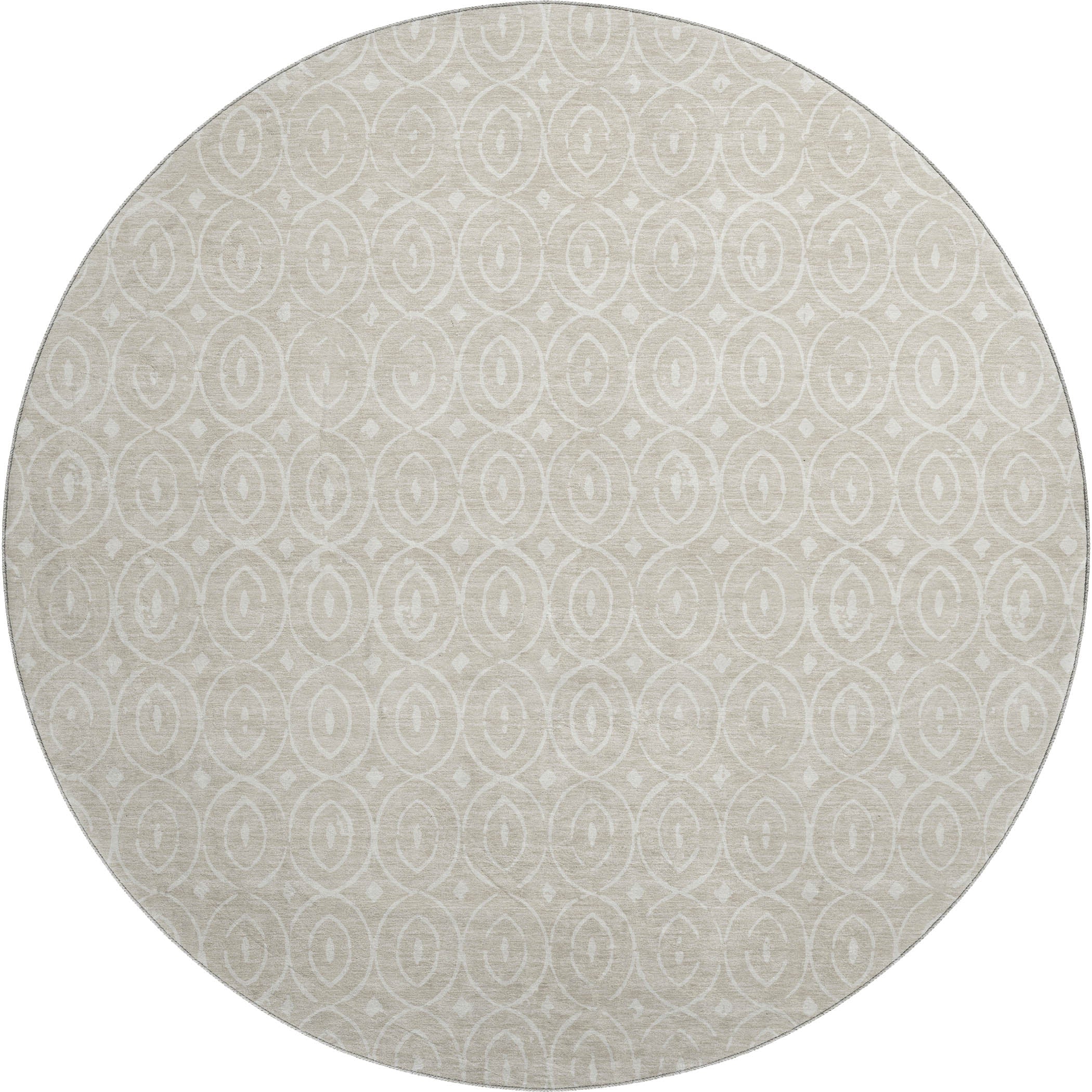 Luxury Washable Indoor/Outdoor Geometric TR12 Beige Brown Rug 8' x 8' #shape_Round