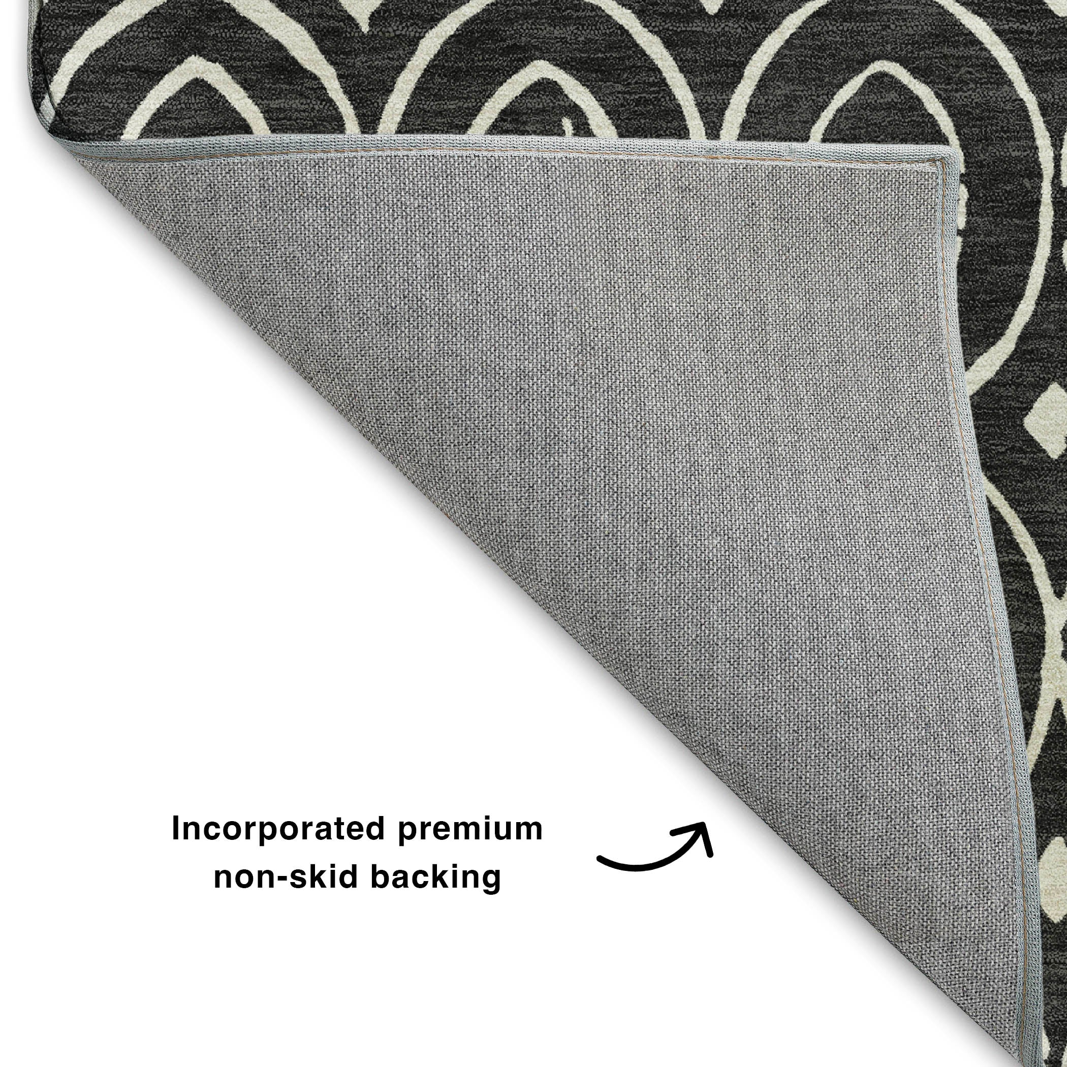 Luxury Washable Indoor/Outdoor Geometric TR12 Black Rug 1'8" x 2'6" #shape_Rectangle