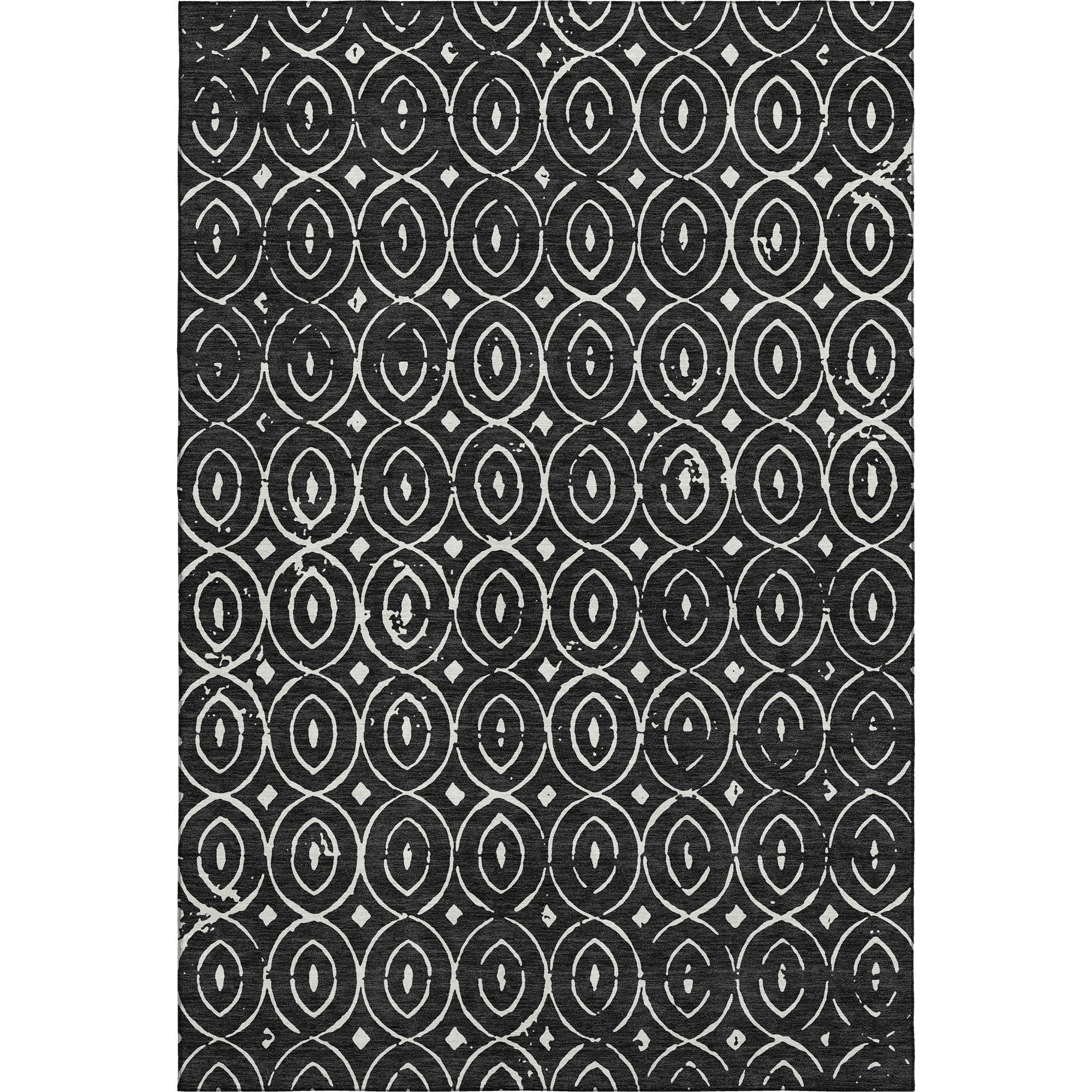 Luxury Washable Indoor/Outdoor Geometric TR12 Black Rug 2'6" x 3'10" #shape_Rectangle