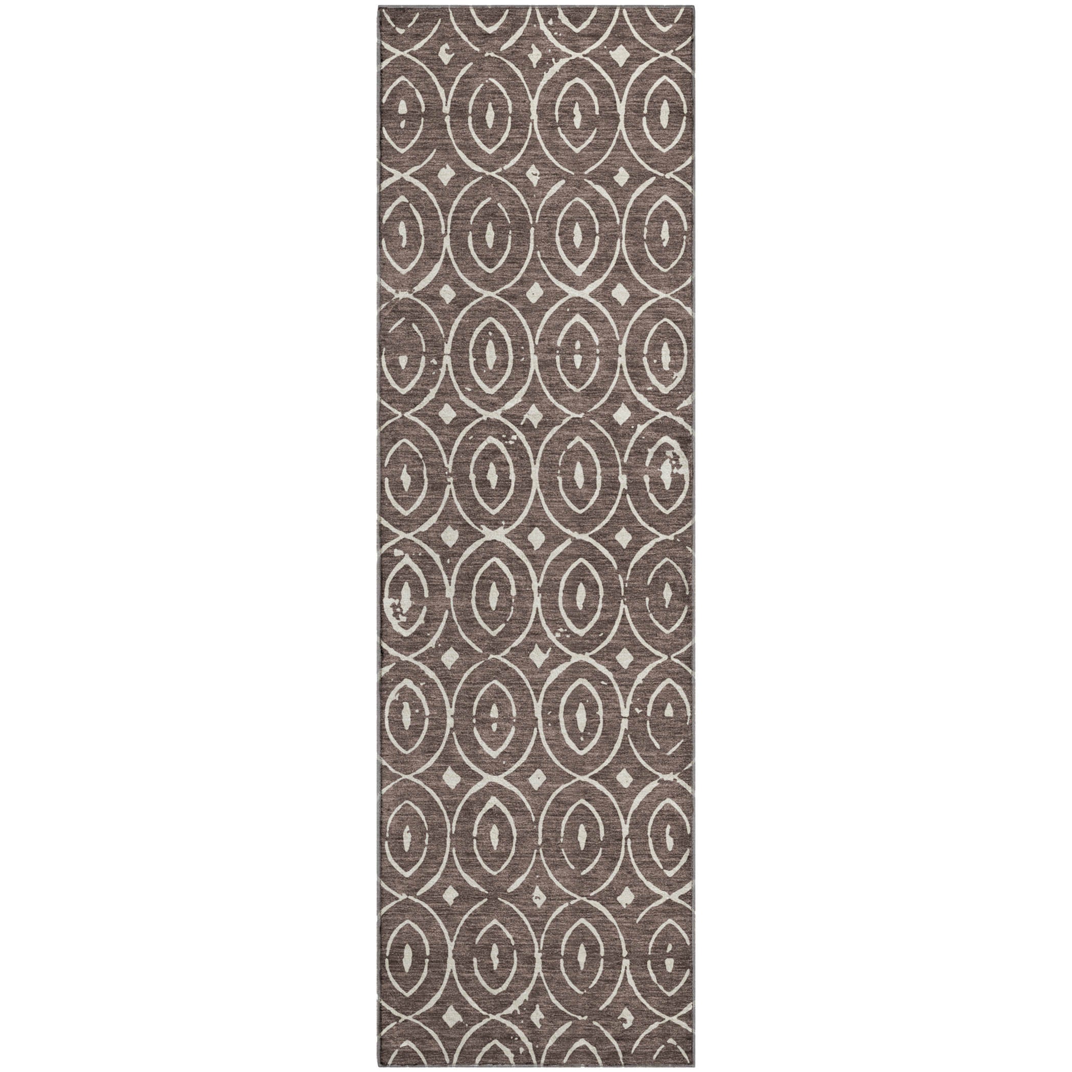 Luxury Washable Indoor/Outdoor Geometric TR12 Brown Rug 2'3" x 7'6" #shape_Runner
