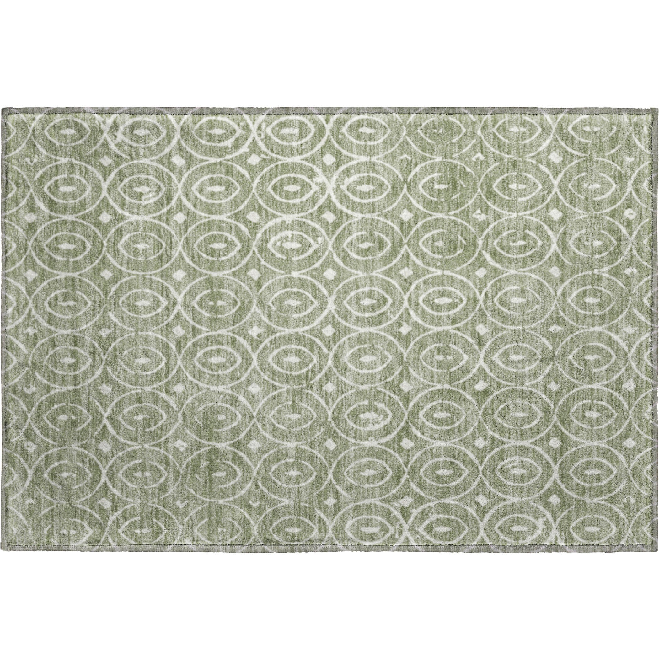 Luxury Washable Indoor/Outdoor Geometric TR12 Fern Green Rug 1'8" x 2'6" #shape_Rectangle