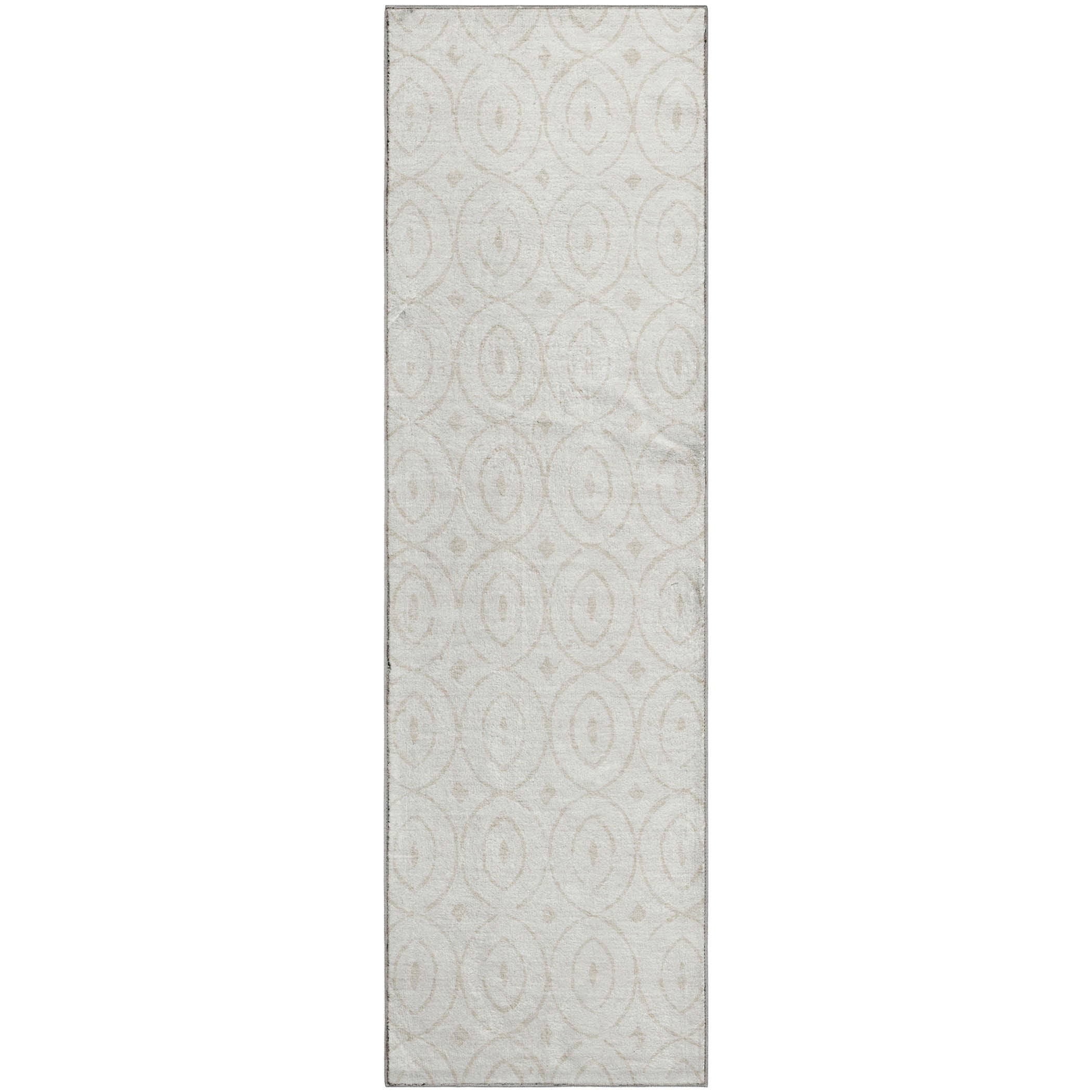 Luxury Washable Indoor/Outdoor Geometric TR12 Ivory Rug 2'3" x 7'6" #shape_Runner