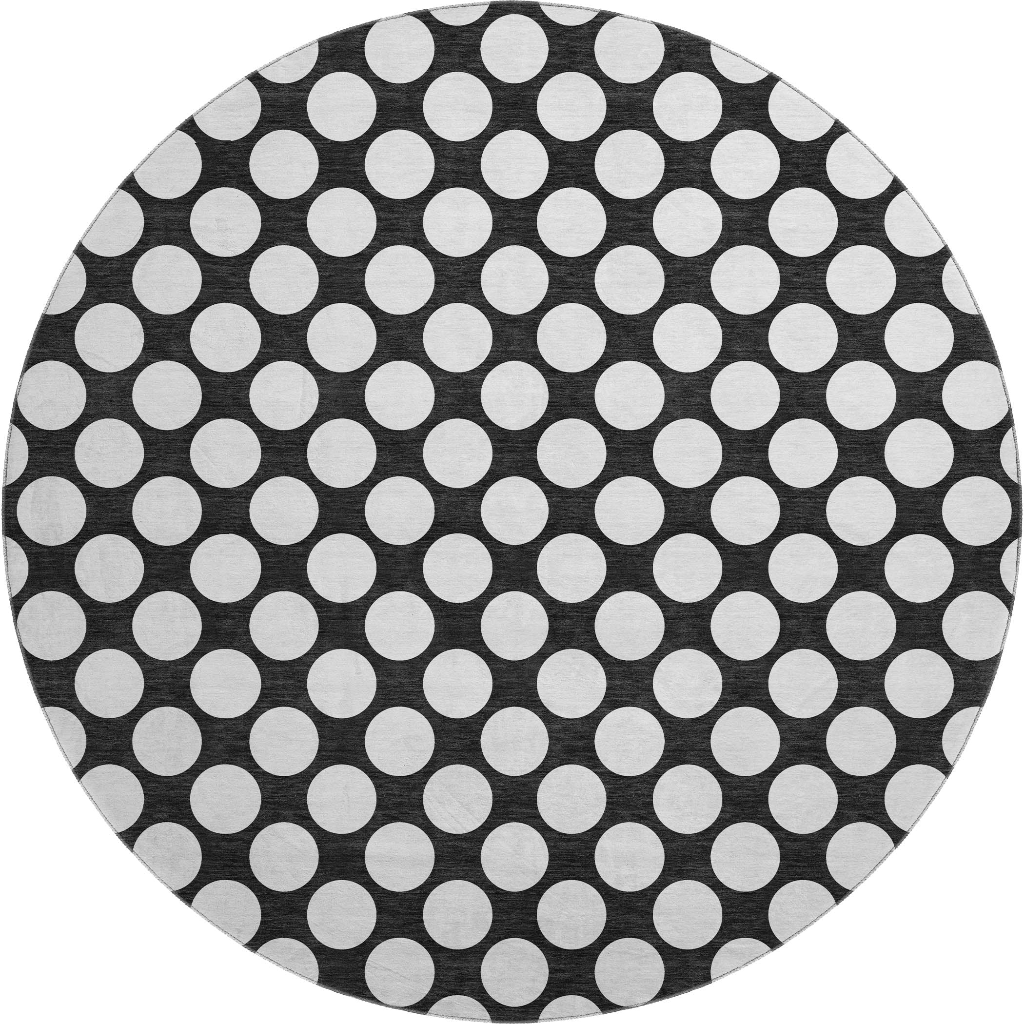 Luxury Washable Indoor/Outdoor Geometric TR13 Black Rug 8' x 8' #shape_Round