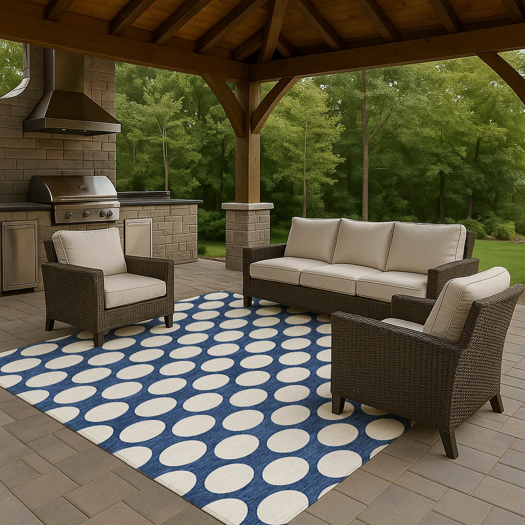 Luxury Washable Indoor/Outdoor Geometric TR13 Navy Blue Rug 2'6" x 3'10" #shape_Rectangle